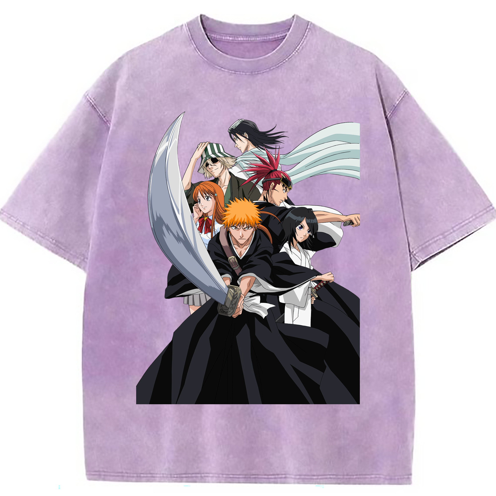（画像用） ブリーチ 黒崎一護（くろさき いちご）BLEACH Kurosaki Ichigo 綿100% ヴィンテージ風 半袖Tシャツ（フロントプリント）