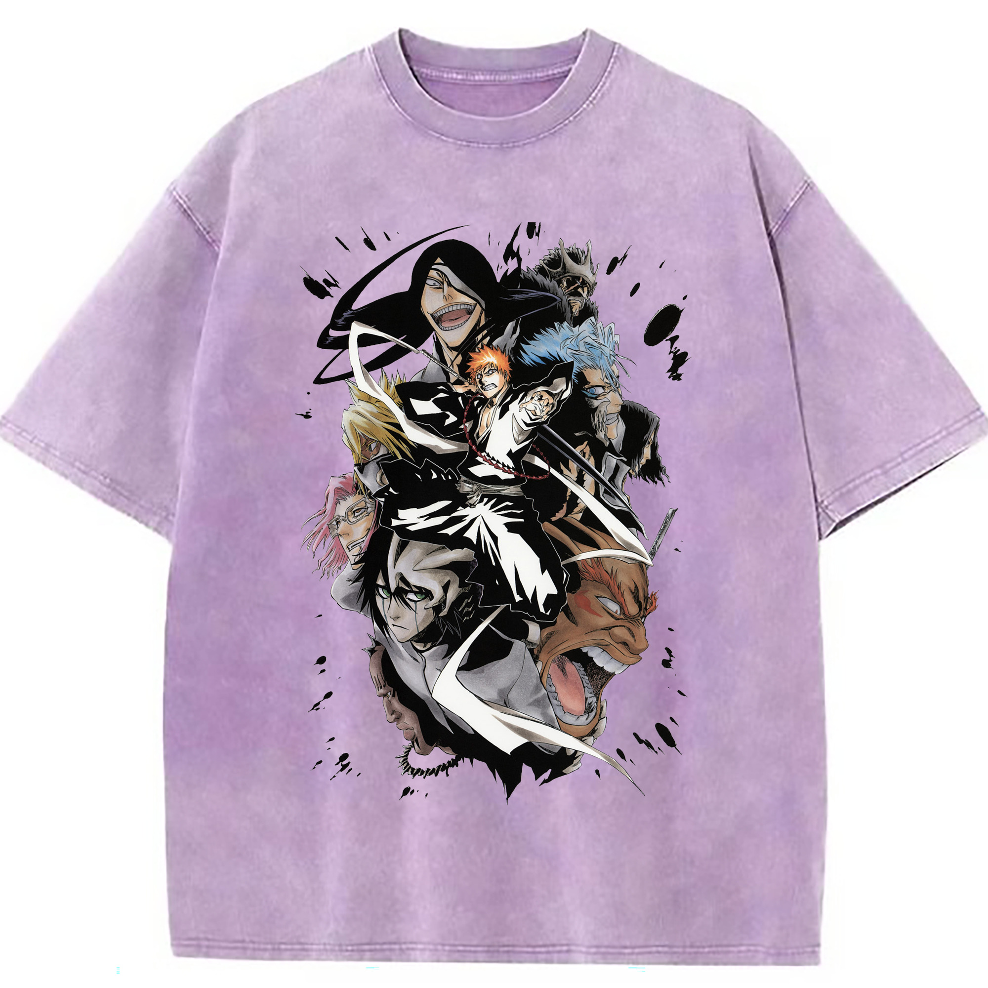 （画像用） ブリーチ 黒崎一護（くろさき いちご）BLEACH Kurosaki Ichigo 綿100% ヴィンテージ風 半袖Tシャツ（フロントプリント）