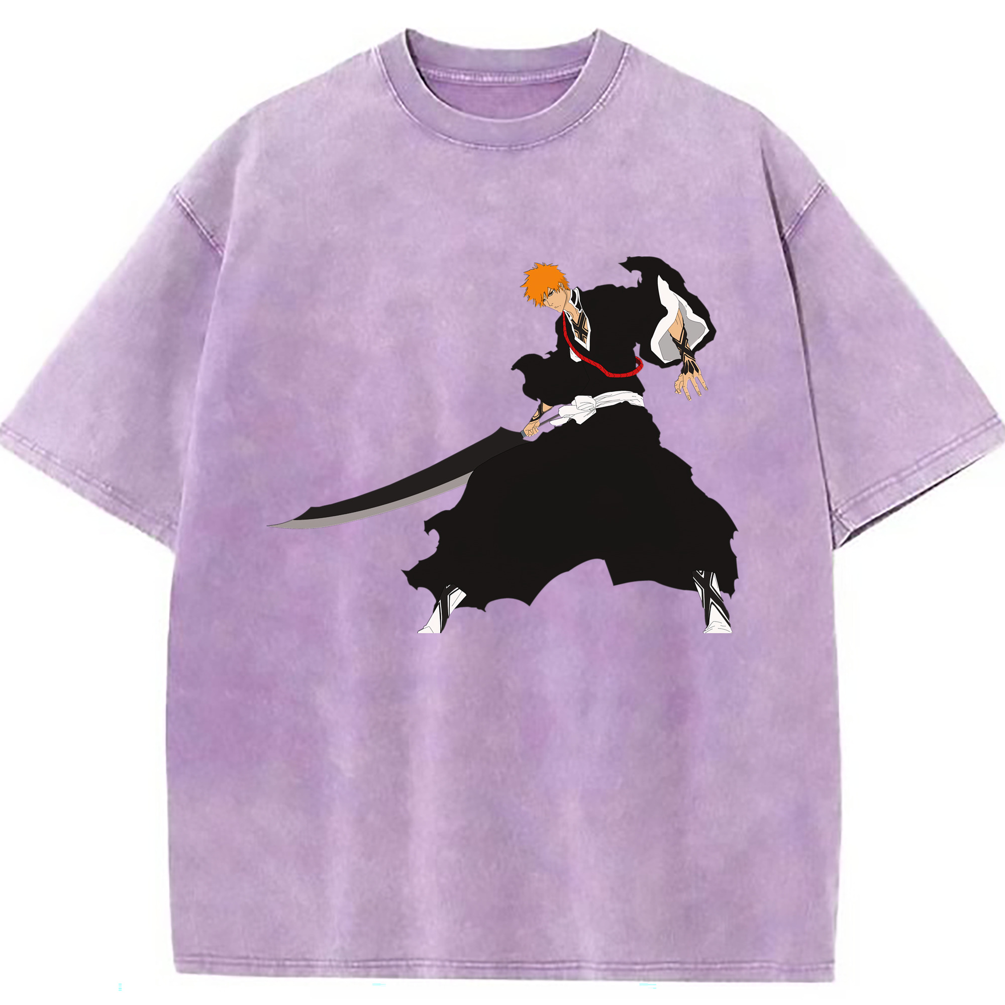 （画像用） ブリーチ 黒崎一護（くろさき いちご）BLEACH Kurosaki Ichigo 綿100% ヴィンテージ風 半袖Tシャツ（フロントプリント）