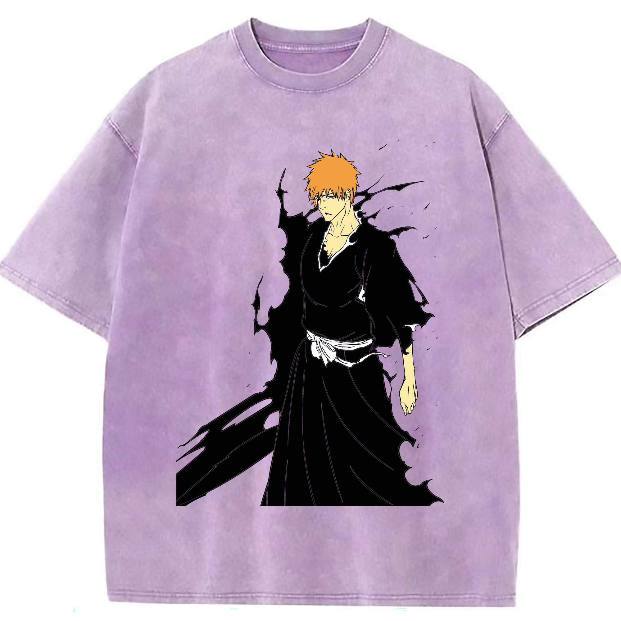 （画像用） ブリーチ 黒崎一護（くろさき いちご）BLEACH Kurosaki Ichigo 綿100% ヴィンテージ風 半袖Tシャツ（フロントプリント）