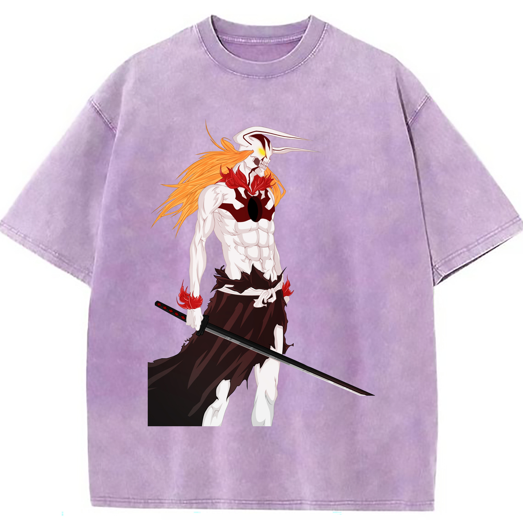 （画像用） ブリーチ 黒崎一護（くろさき いちご）BLEACH Kurosaki Ichigo 綿100% ヴィンテージ風 半袖Tシャツ（フロントプリント）