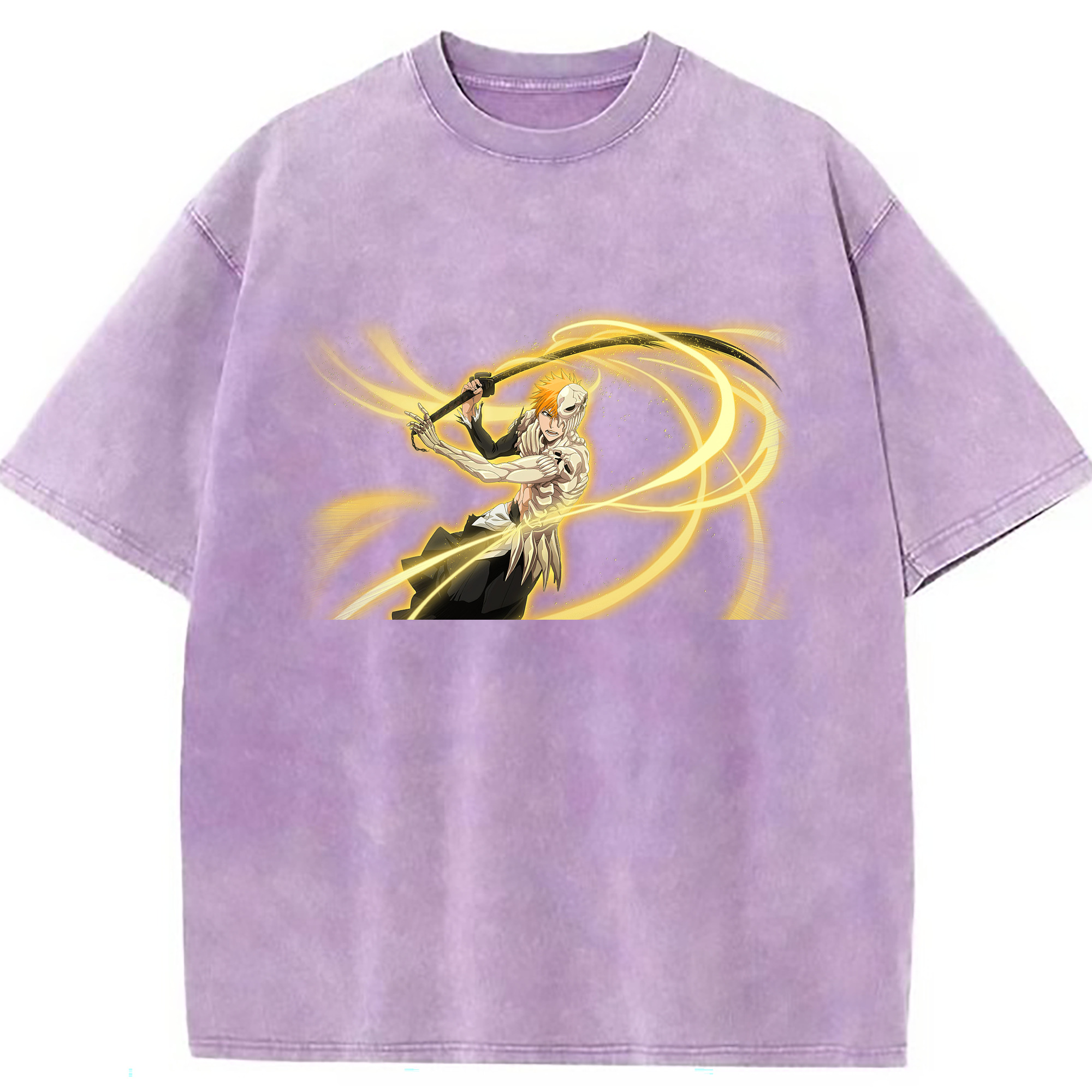 （画像用） ブリーチ 黒崎一護（くろさき いちご）BLEACH Kurosaki Ichigo 綿100% ヴィンテージ風 半袖Tシャツ（フロントプリント）