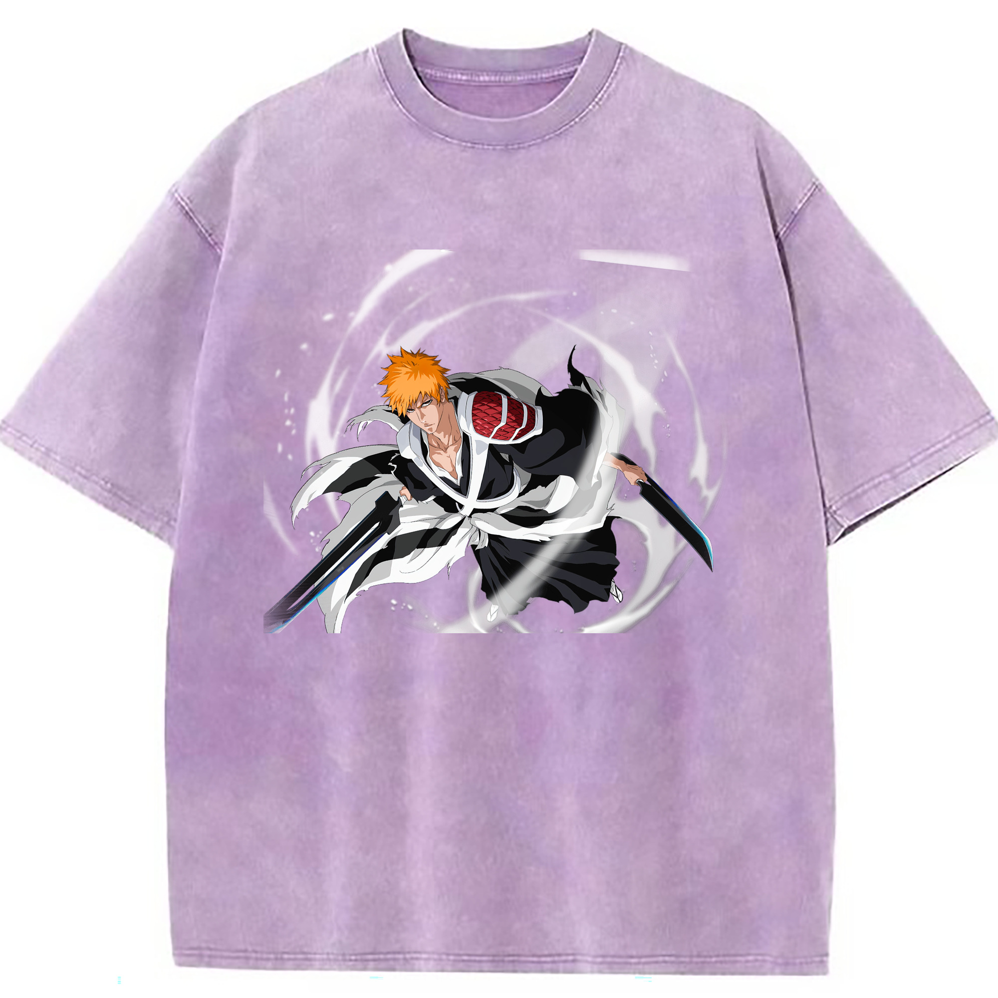 （画像用） ブリーチ 黒崎一護（くろさき いちご）BLEACH Kurosaki Ichigo 綿100% ヴィンテージ風 半袖Tシャツ（フロントプリント）