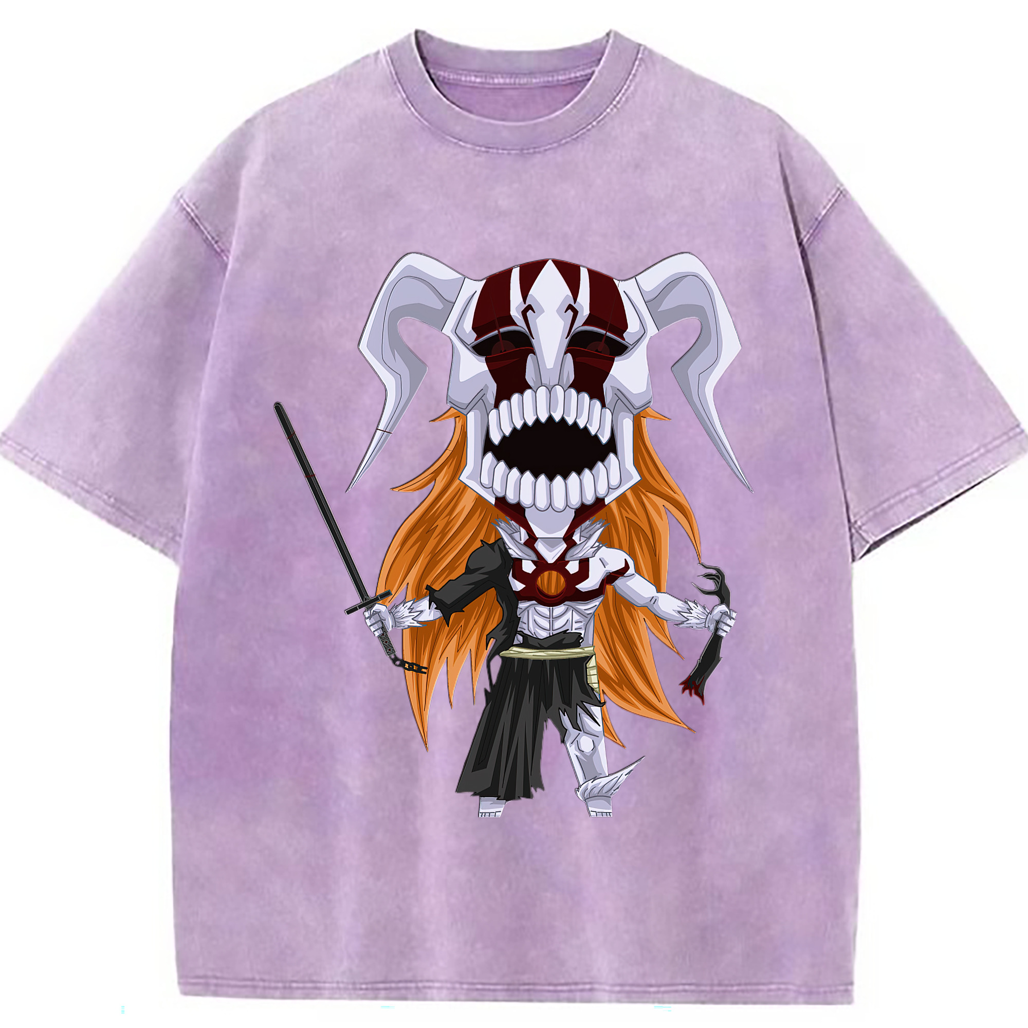 （画像用） ブリーチ 黒崎一護（くろさき いちご）BLEACH Kurosaki Ichigo 綿100% ヴィンテージ風 半袖Tシャツ（フロントプリント）