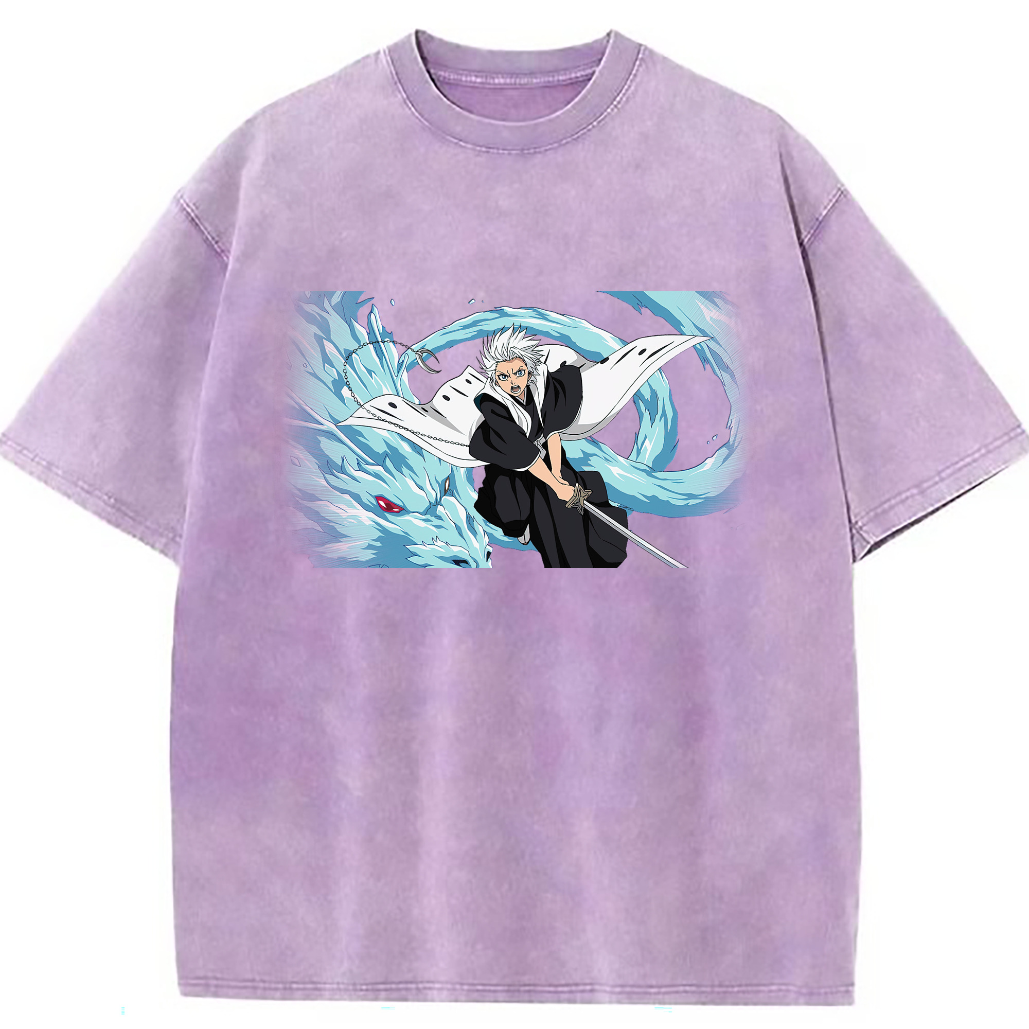 （画像用） ブリーチ 日番谷冬獅郎（ひつがや とうしろう） BLEACH Hitsugaya Toushirou 綿100% ヴィンテージ風 半袖Tシャツ（フロントプリント）