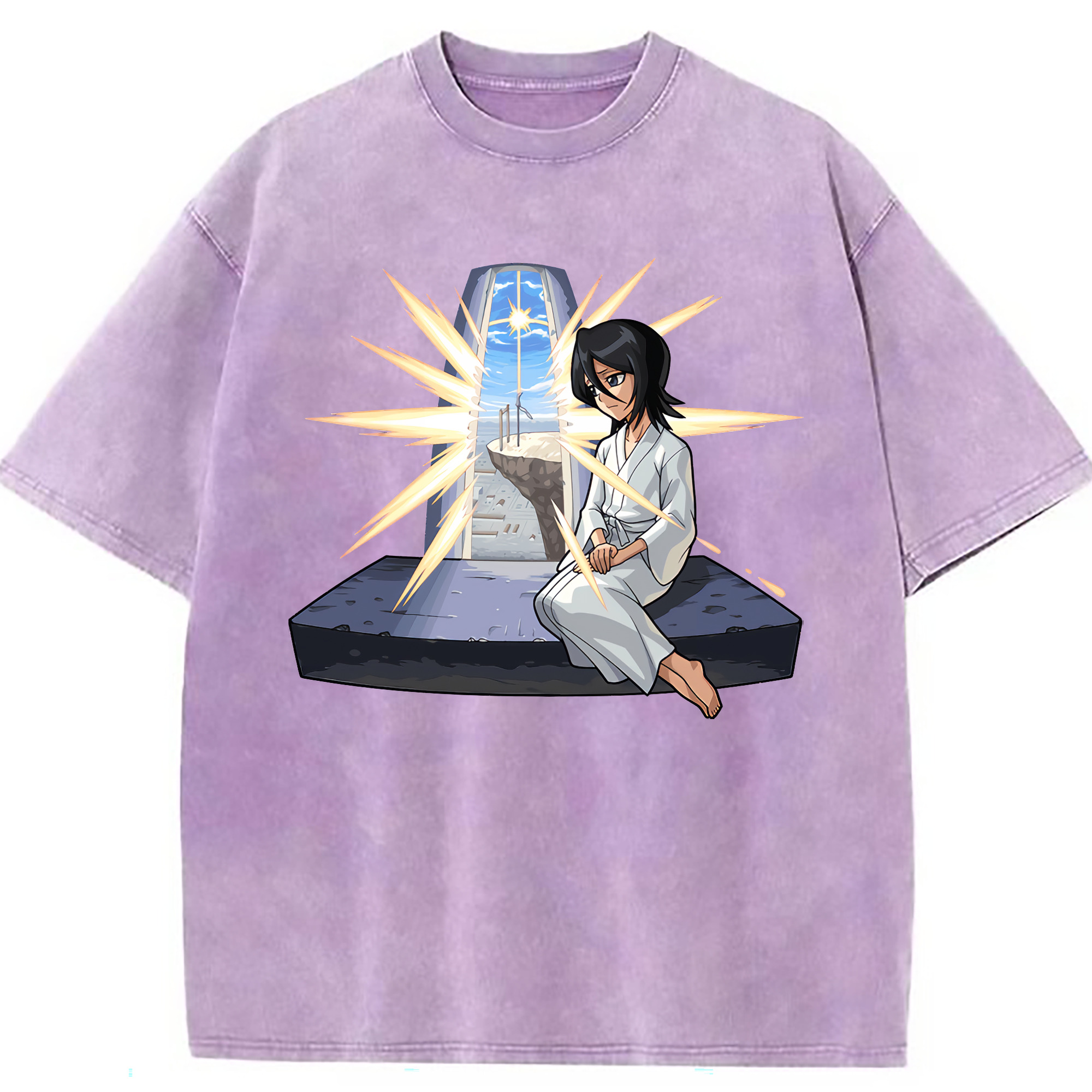 （画像用） ブリーチ 朽木ルキア BLEACH Kuchiki Rukia 綿100% ヴィンテージ風 半袖Tシャツ（フロントプリント）