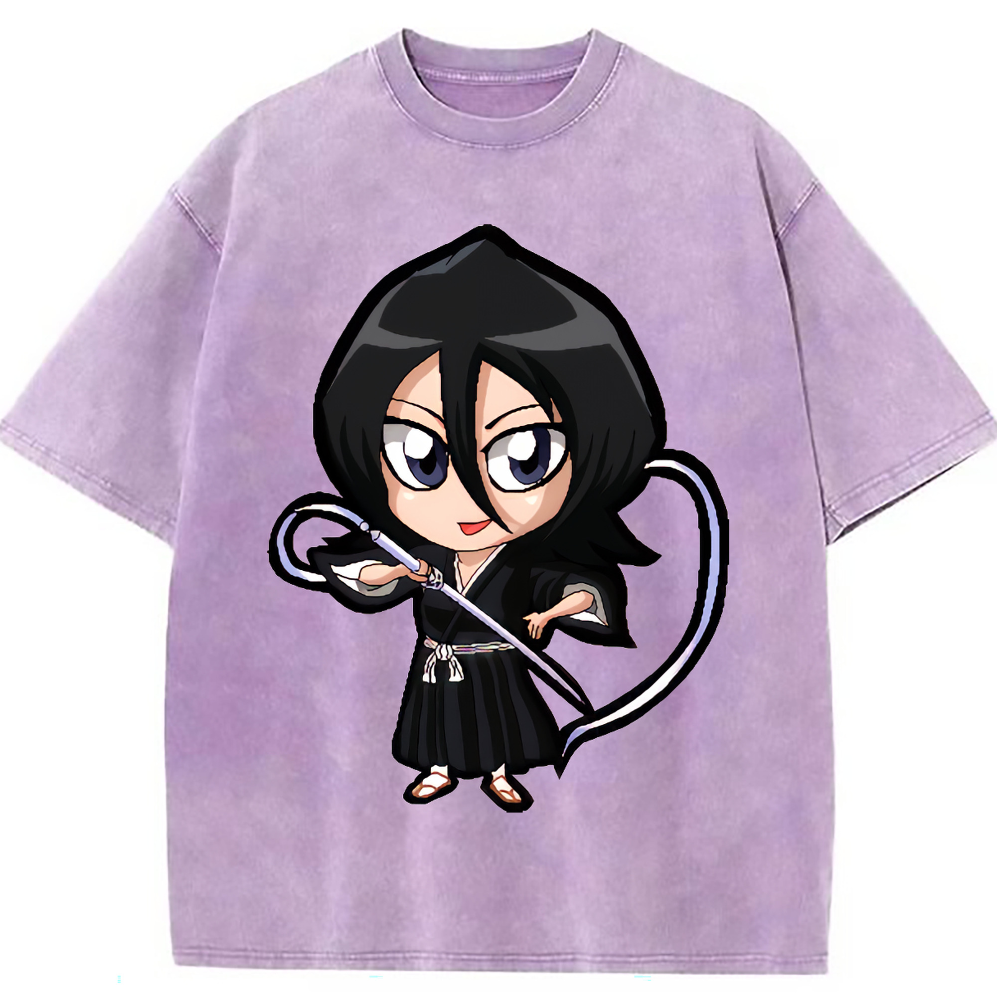 （画像用） ブリーチ 朽木ルキア BLEACH Kuchiki Rukia 綿100% ヴィンテージ風 半袖Tシャツ（フロントプリント）