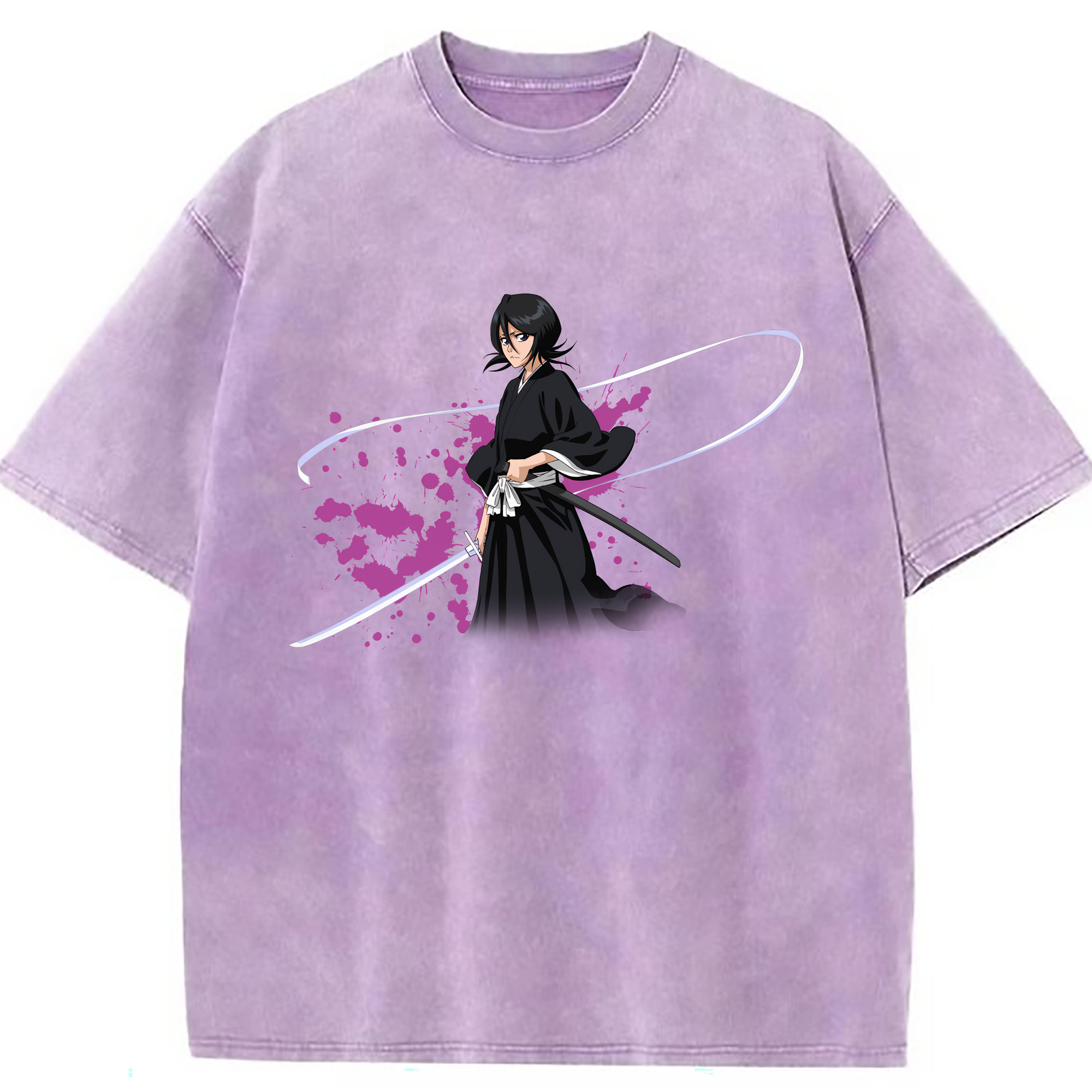 （画像用） ブリーチ 朽木ルキア BLEACH Kuchiki Rukia 綿100% ヴィンテージ風 半袖Tシャツ（フロントプリント）