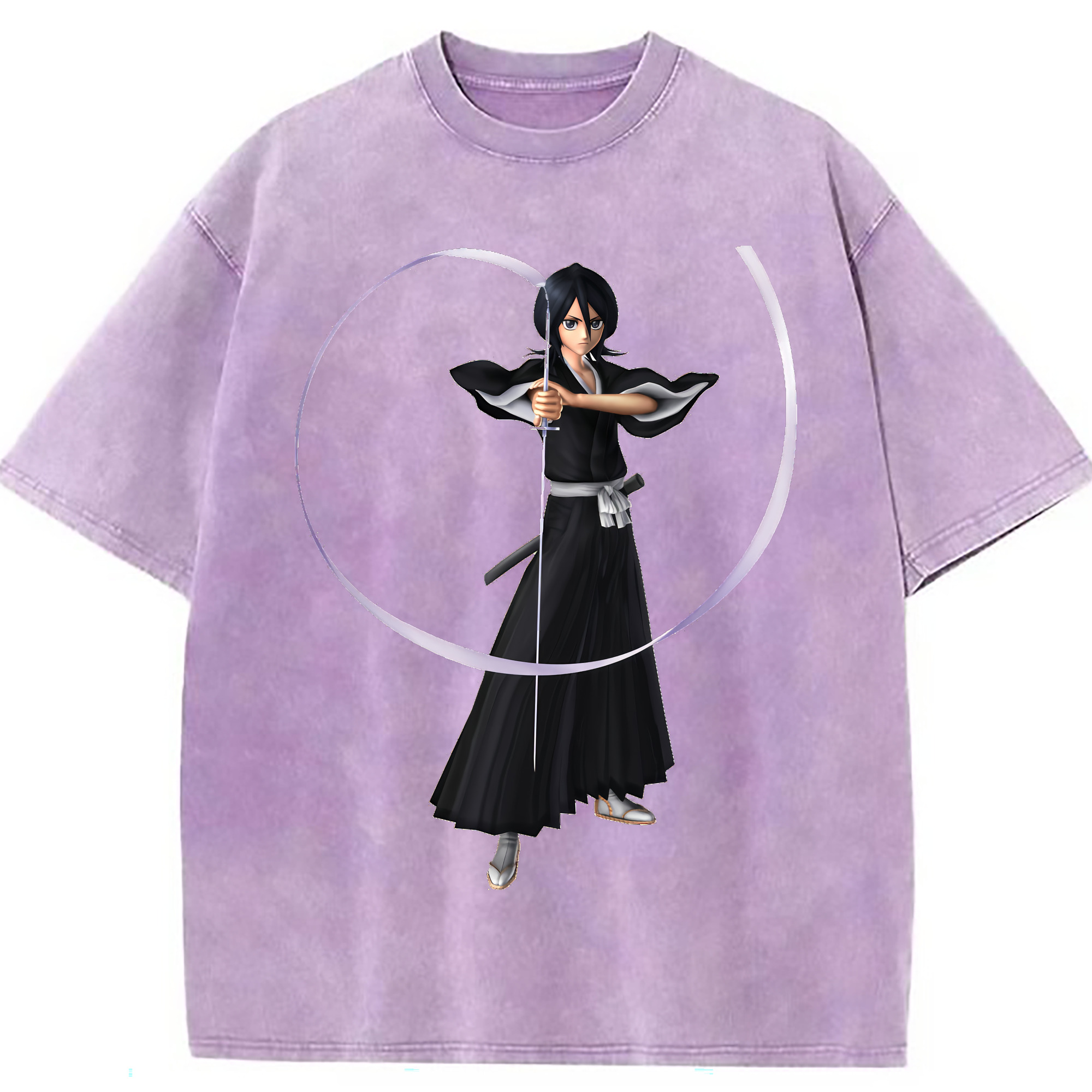 （画像用） ブリーチ 朽木ルキア BLEACH Kuchiki Rukia 綿100% ヴィンテージ風 半袖Tシャツ（フロントプリント）