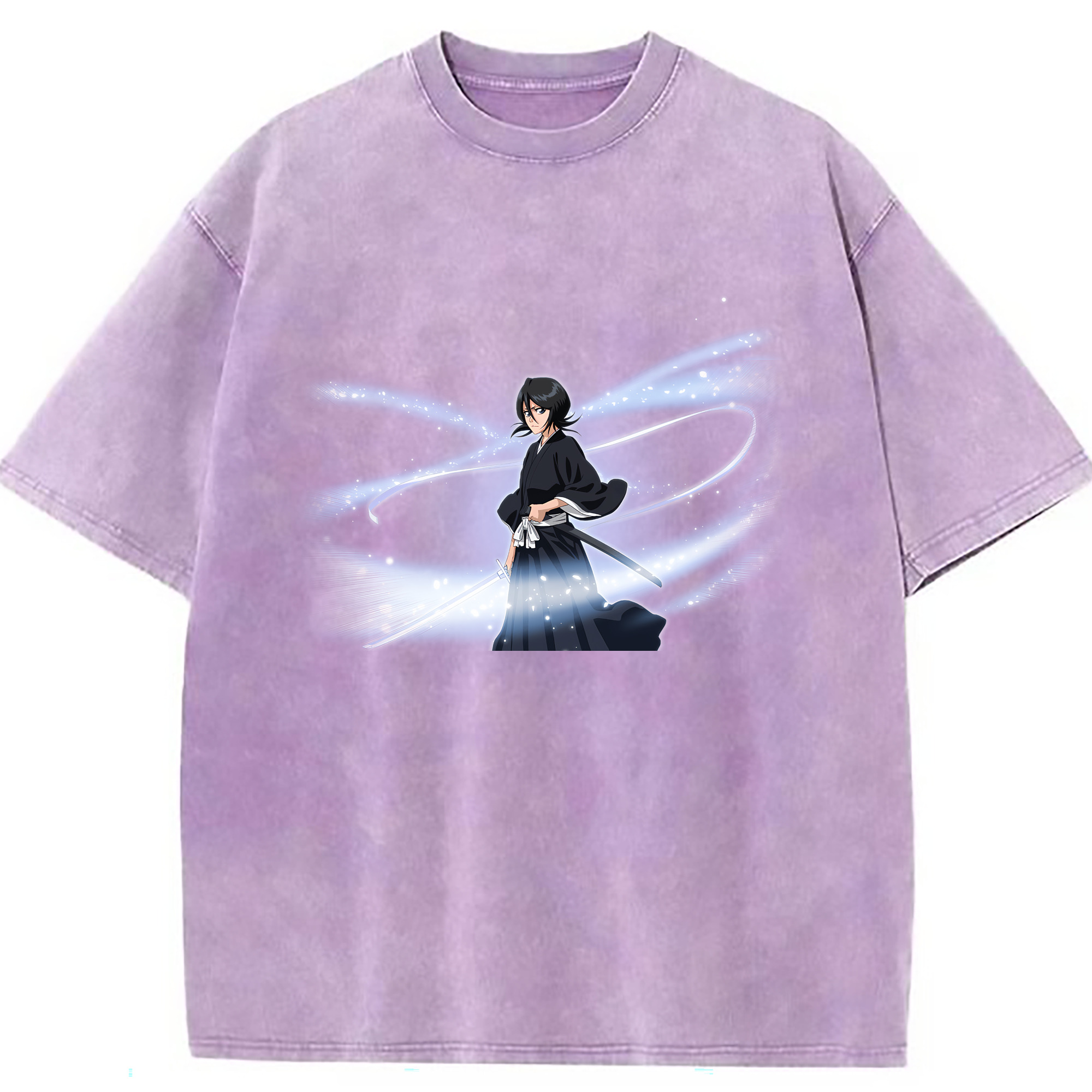 （画像用） ブリーチ 朽木ルキア BLEACH Kuchiki Rukia 綿100% ヴィンテージ風 半袖Tシャツ（フロントプリント）