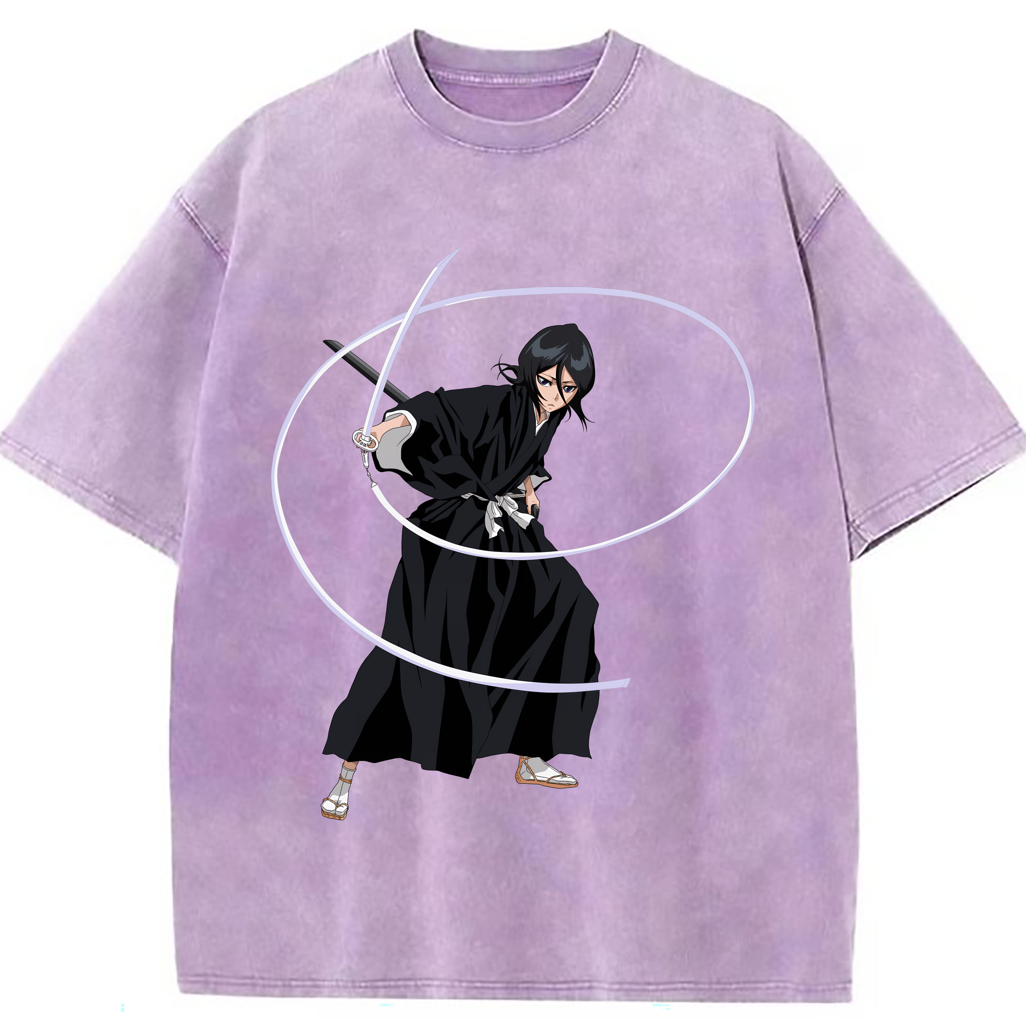（画像用） ブリーチ 朽木ルキア BLEACH Kuchiki Rukia 綿100% ヴィンテージ風 半袖Tシャツ（フロントプリント）