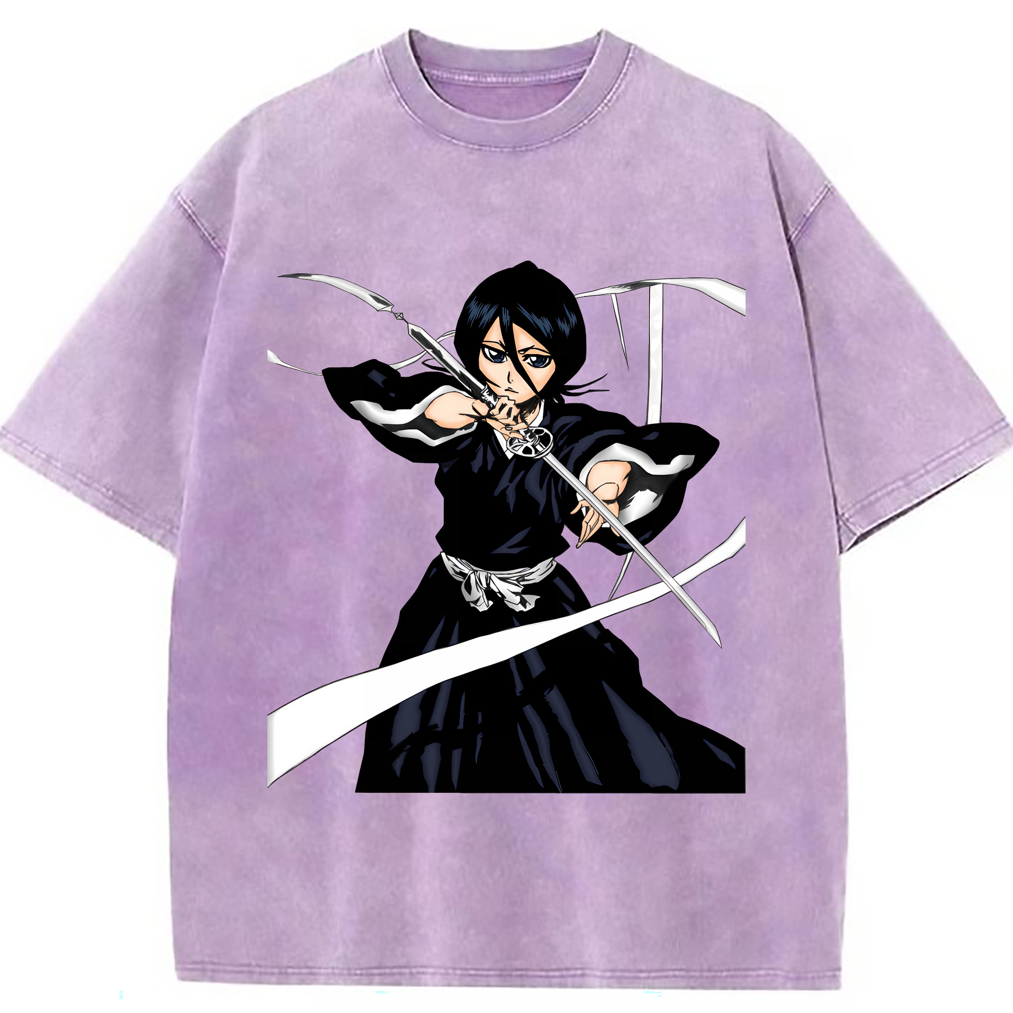 （画像用） ブリーチ 朽木ルキア BLEACH Kuchiki Rukia 綿100% ヴィンテージ風 半袖Tシャツ（フロントプリント）