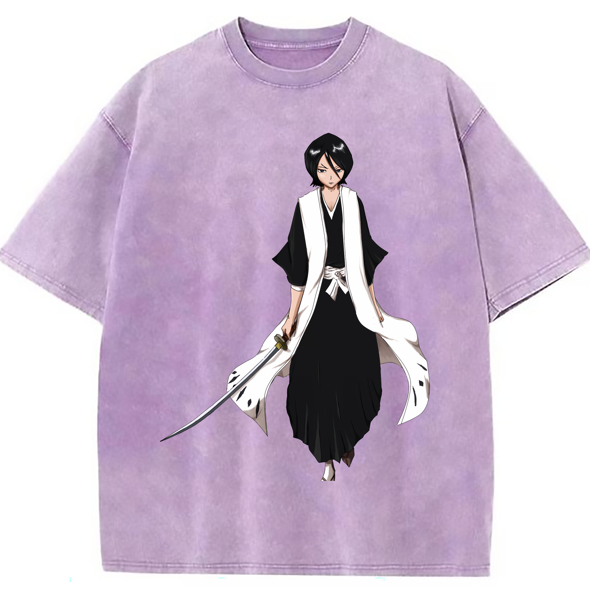 （画像用） ブリーチ 朽木ルキア BLEACH Kuchiki Rukia 綿100% ヴィンテージ風 半袖Tシャツ（フロントプリント）
