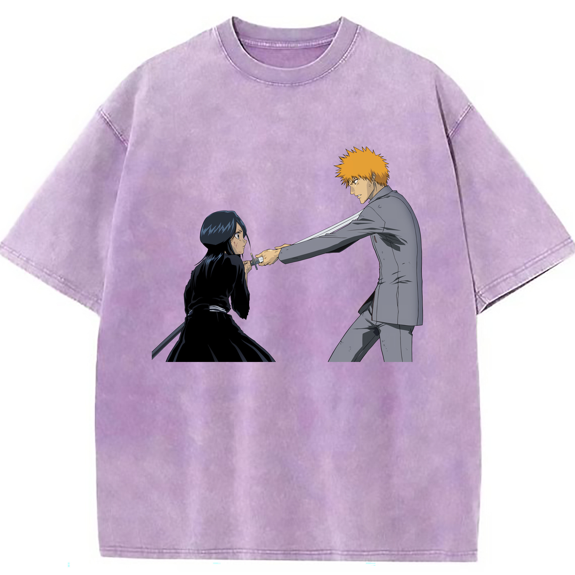 （画像用） ブリーチ 朽木ルキア BLEACH Kuchiki Rukia 綿100% ヴィンテージ風 半袖Tシャツ（フロントプリント）