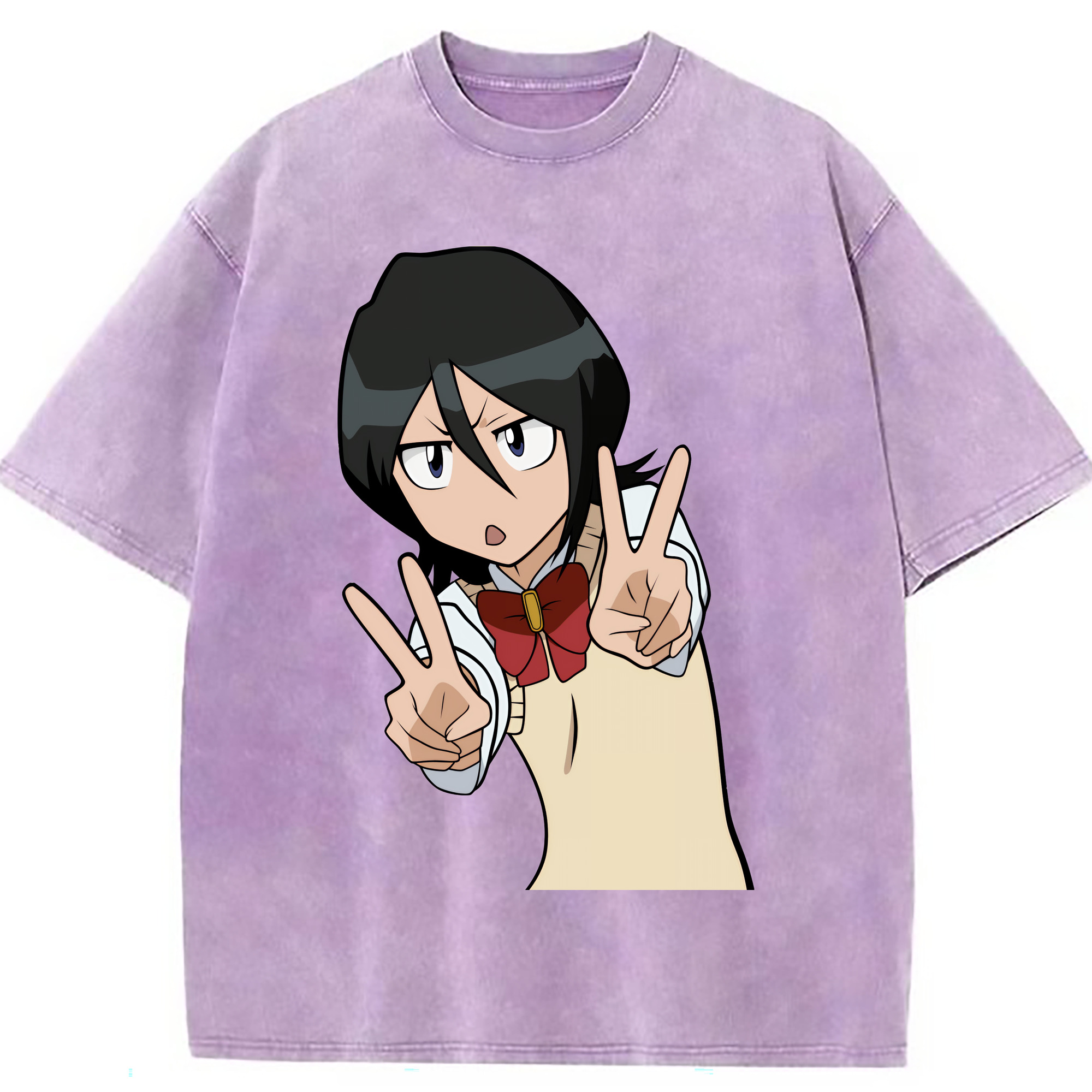 （画像用） ブリーチ 朽木ルキア BLEACH Kuchiki Rukia 綿100% ヴィンテージ風 半袖Tシャツ（フロントプリント）