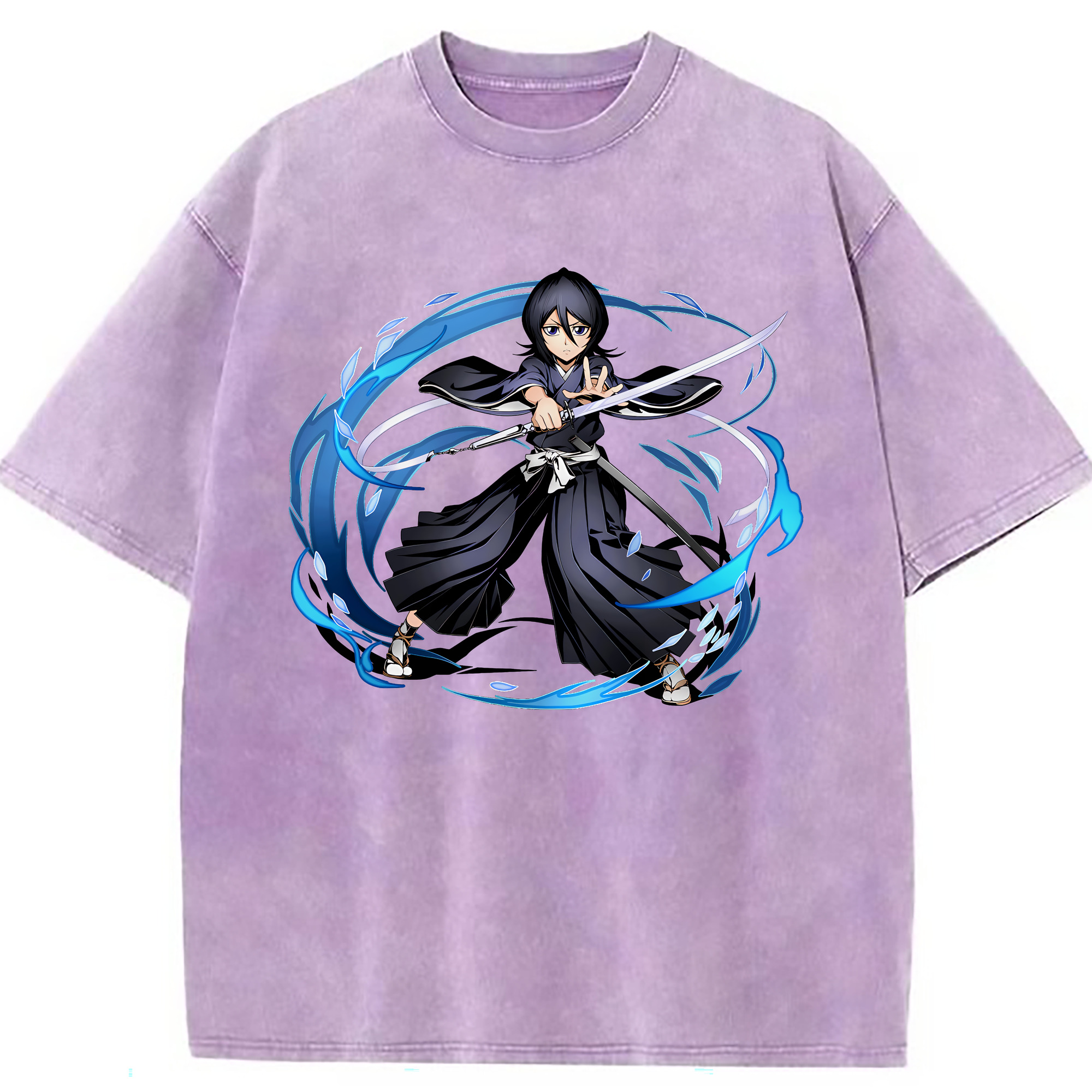 （画像用） ブリーチ 朽木ルキア BLEACH Kuchiki Rukia 綿100% ヴィンテージ風 半袖Tシャツ（フロントプリント）