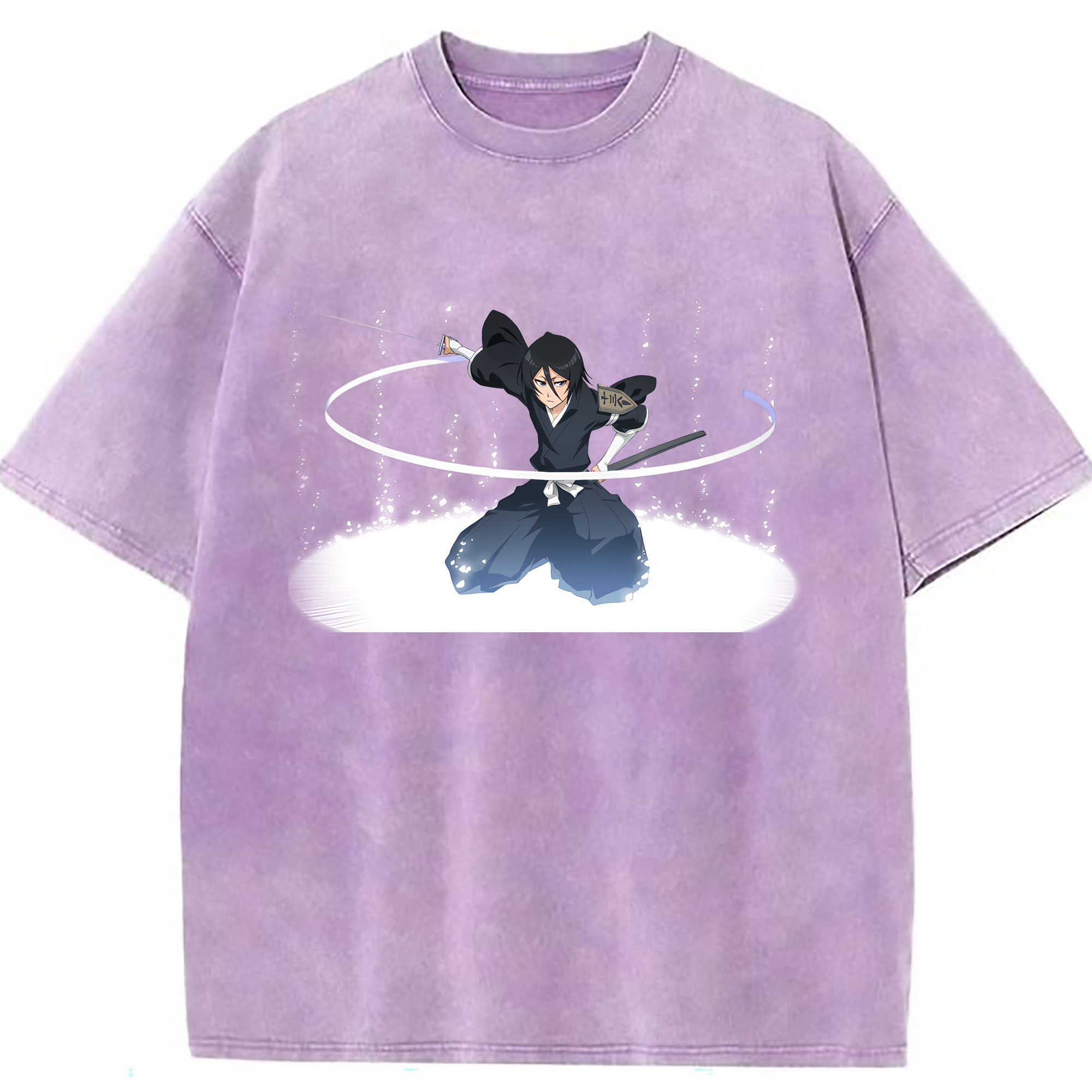 （画像用） ブリーチ 朽木ルキア BLEACH Kuchiki Rukia 綿100% ヴィンテージ風 半袖Tシャツ（フロントプリント）