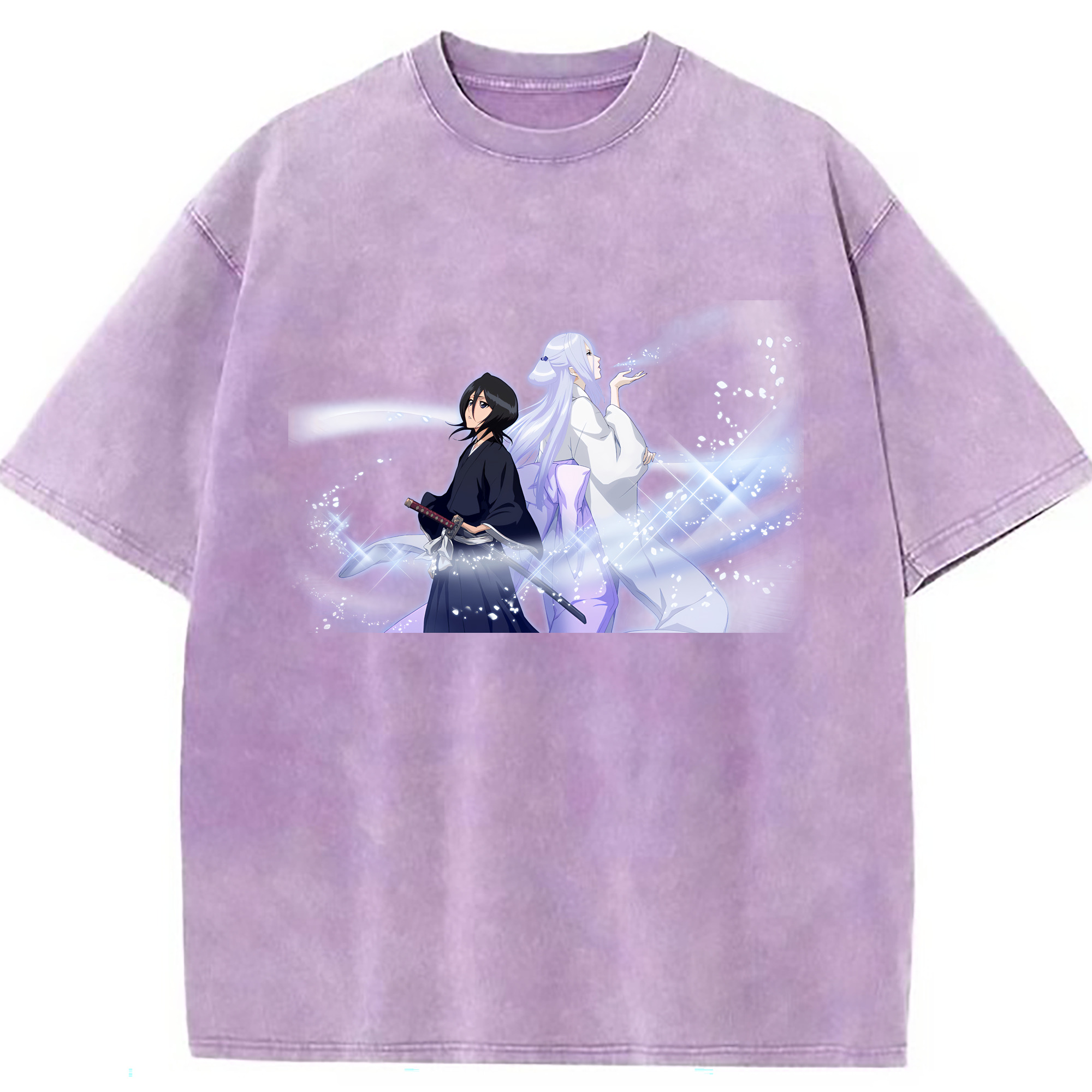 （画像用） ブリーチ 朽木ルキア BLEACH Kuchiki Rukia 綿100% ヴィンテージ風 半袖Tシャツ（フロントプリント）