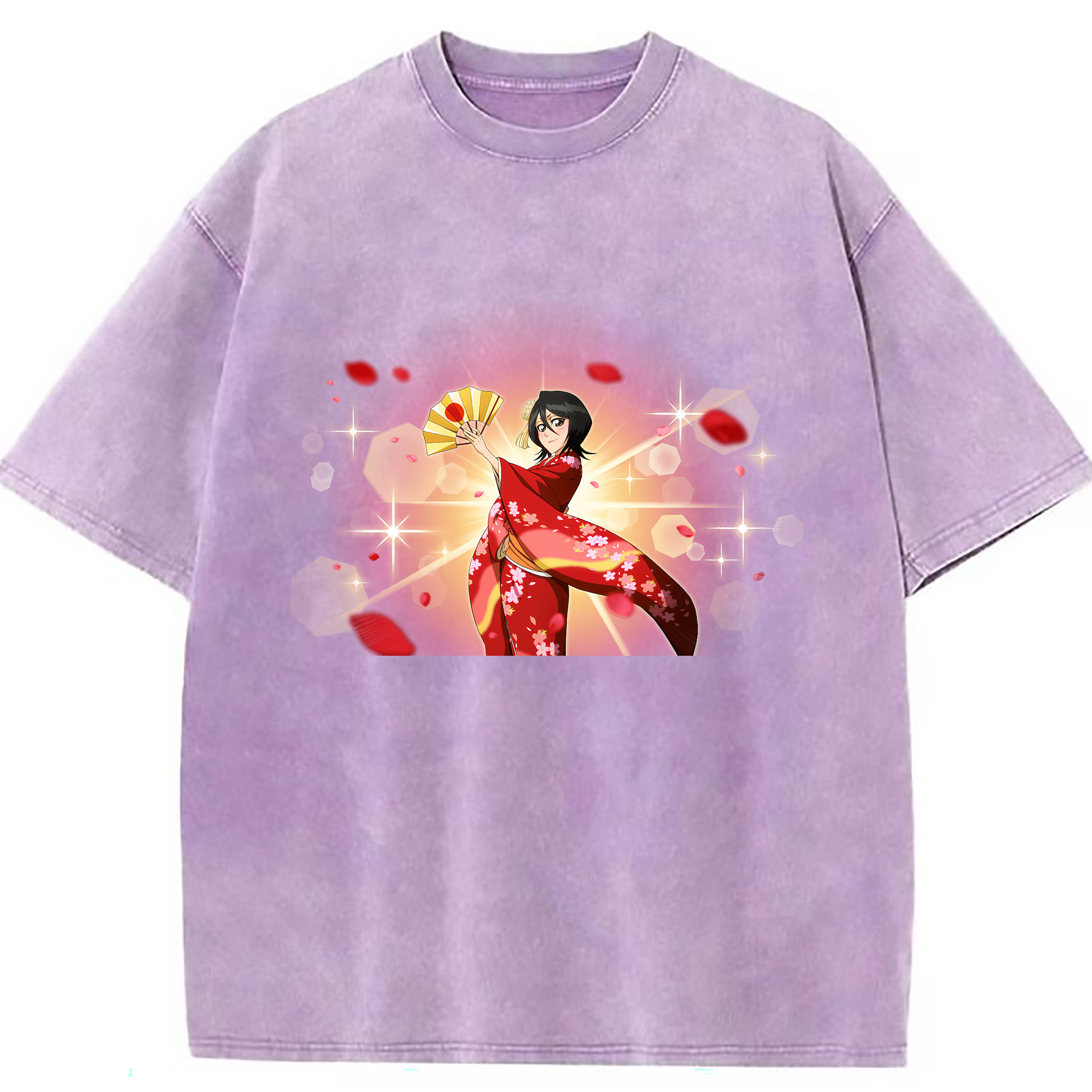 （画像用） ブリーチ 朽木ルキア BLEACH Kuchiki Rukia 綿100% ヴィンテージ風 半袖Tシャツ（フロントプリント）