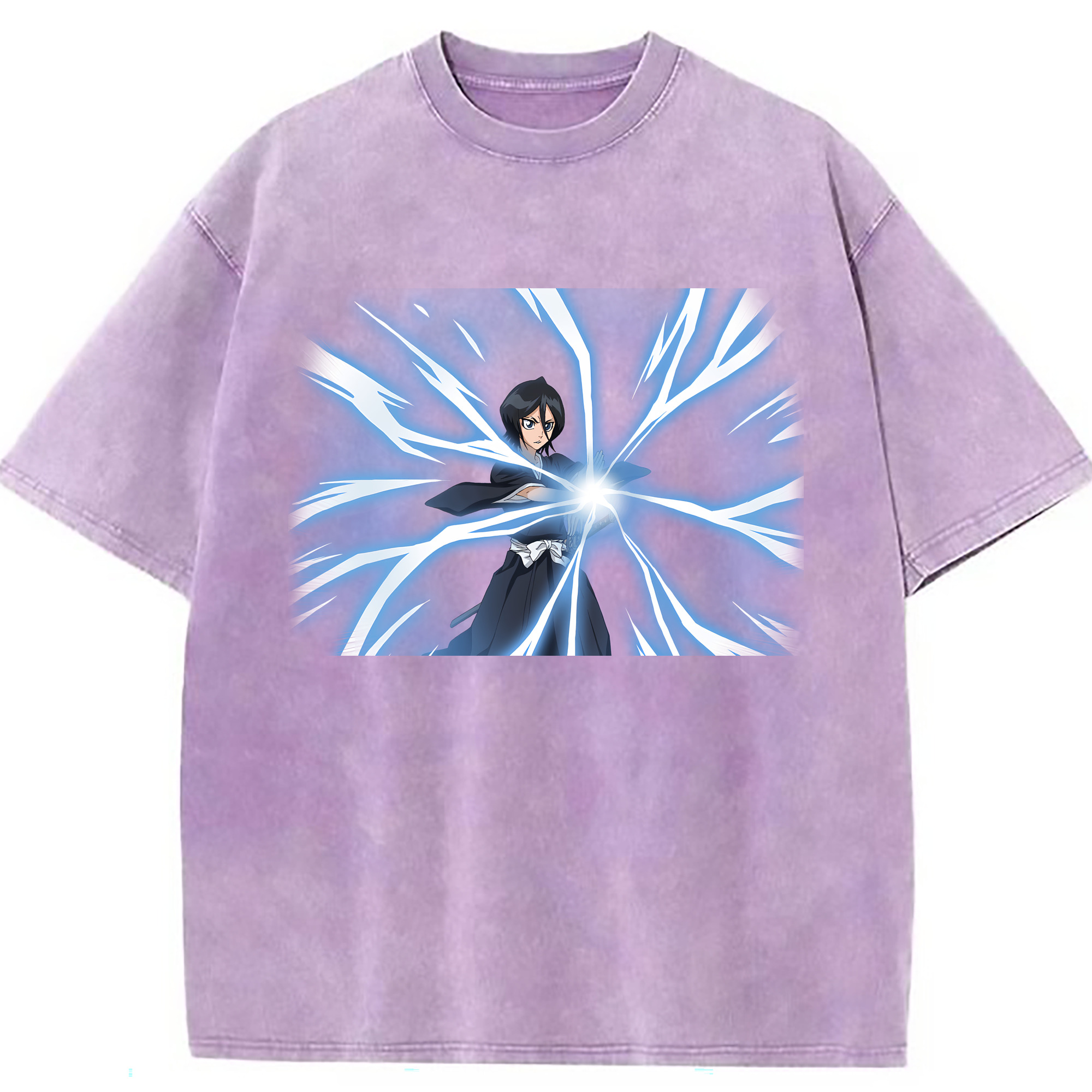 （画像用） ブリーチ 朽木ルキア BLEACH Kuchiki Rukia 綿100% ヴィンテージ風 半袖Tシャツ（フロントプリント）