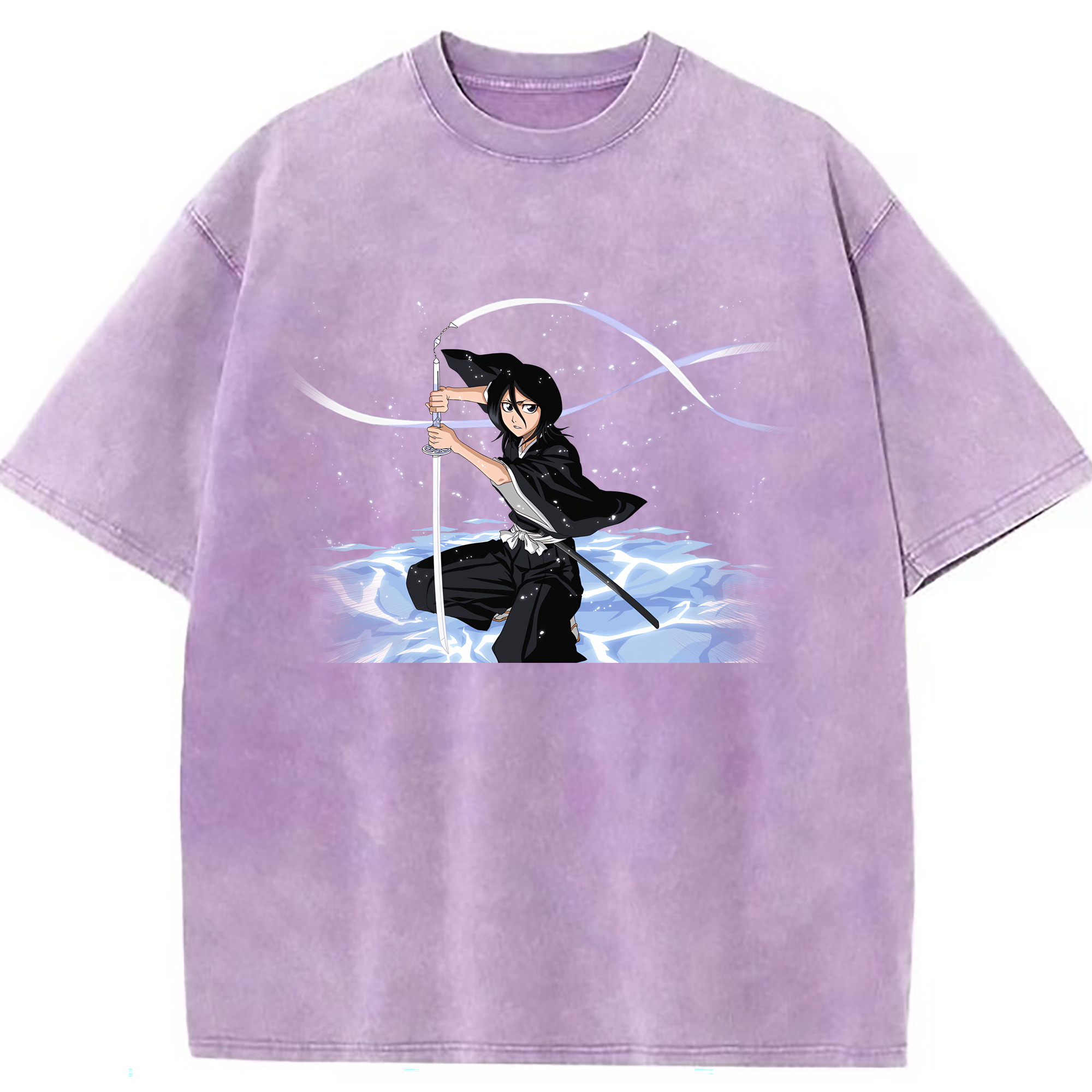 （画像用） ブリーチ 朽木ルキア BLEACH Kuchiki Rukia 綿100% ヴィンテージ風 半袖Tシャツ（フロントプリント）