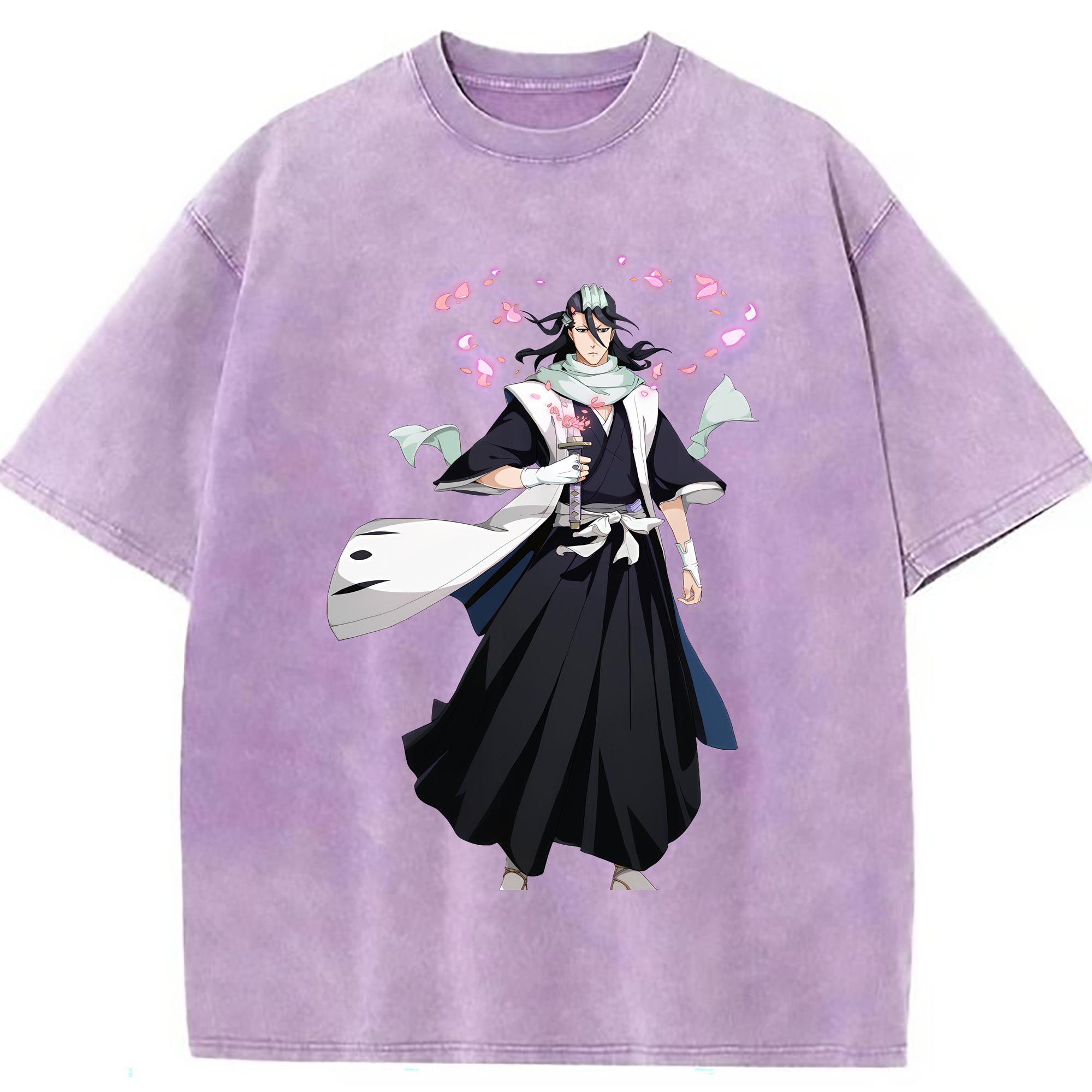 （画像用） ブリーチ くちき びゃくや BLEACH Kuchiki Byakuya 綿100% ヴィンテージ風 半袖Tシャツ（フロントプリント）