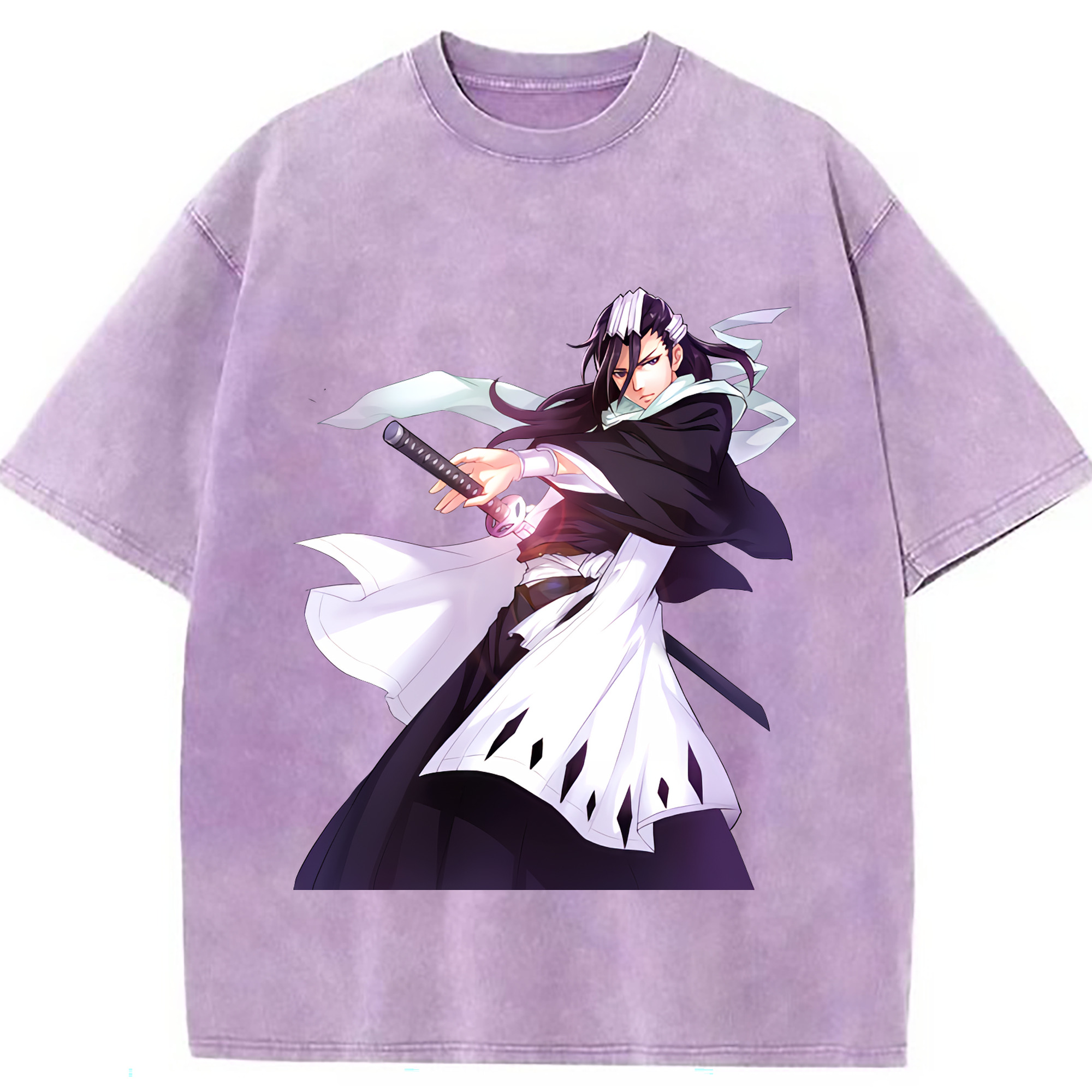 （画像用） ブリーチ くちき びゃくや BLEACH Kuchiki Byakuya 綿100% ヴィンテージ風 半袖Tシャツ（フロントプリント）