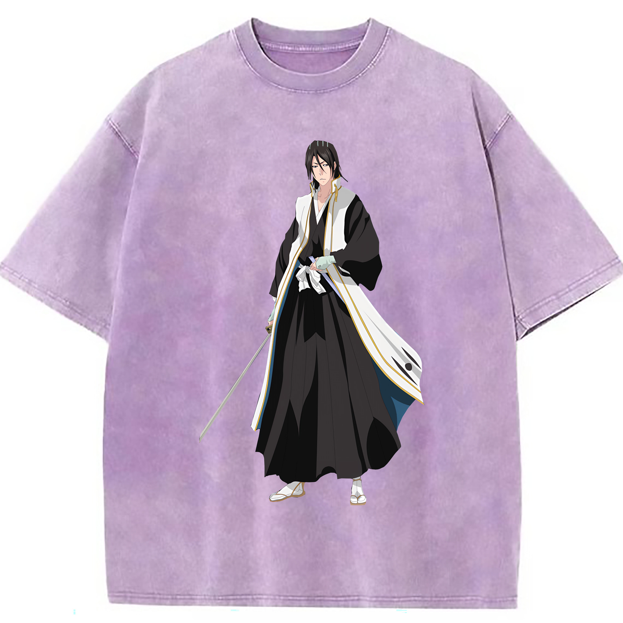 （画像用） ブリーチ くちき びゃくや BLEACH Kuchiki Byakuya 綿100% ヴィンテージ風 半袖Tシャツ（フロントプリント）