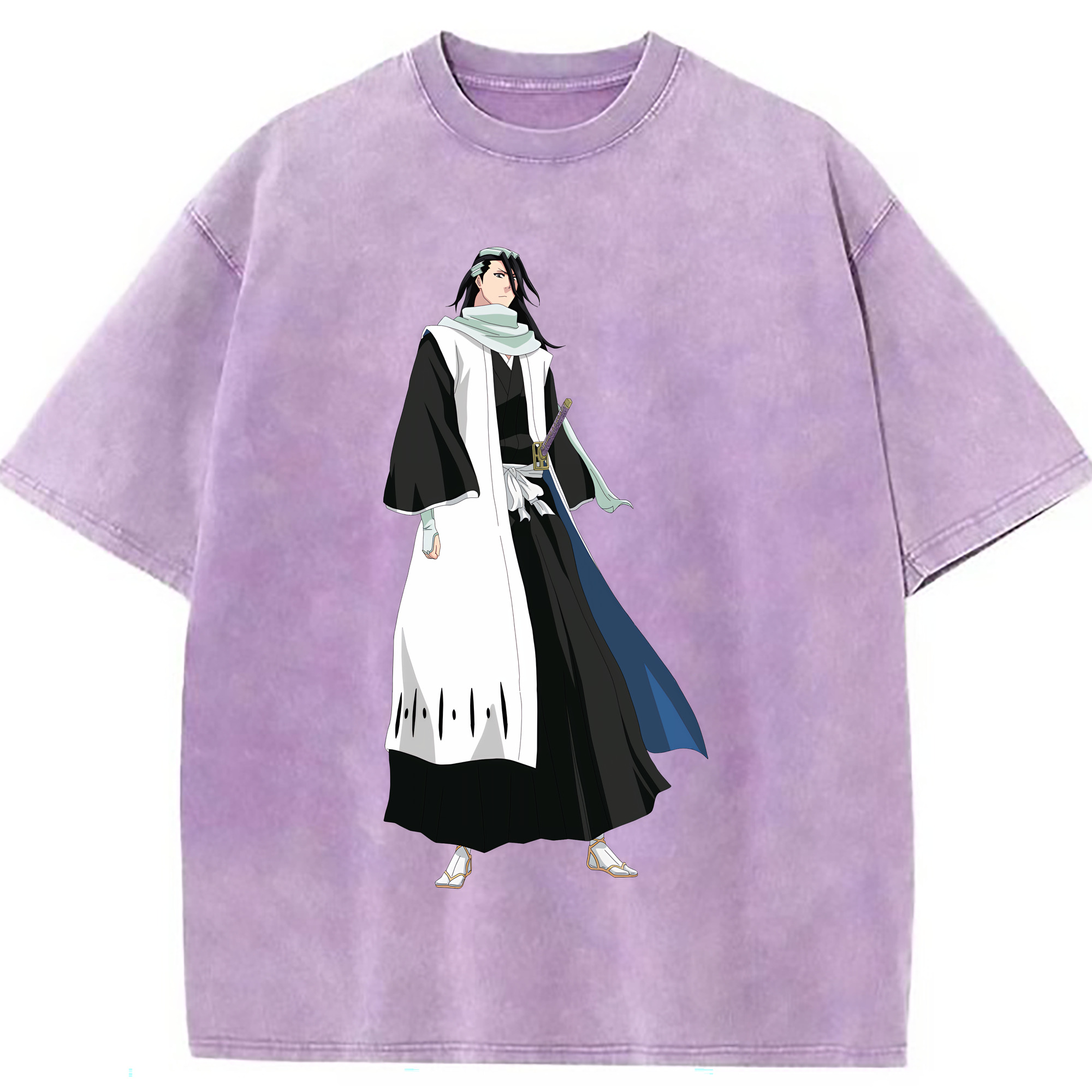 （画像用） ブリーチ くちき びゃくや BLEACH Kuchiki Byakuya 綿100% ヴィンテージ風 半袖Tシャツ（フロントプリント）