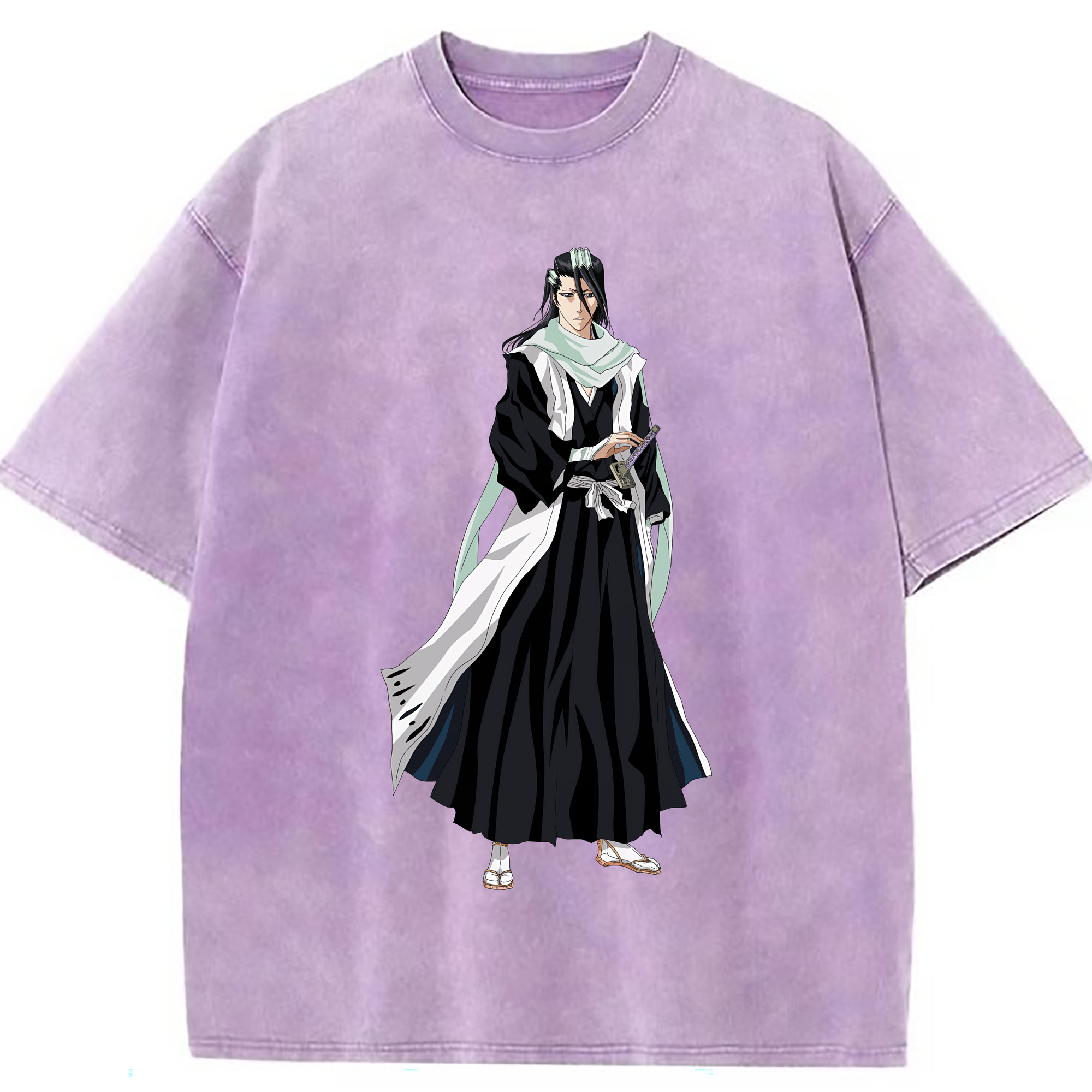 （画像用） ブリーチ くちき びゃくや BLEACH Kuchiki Byakuya 綿100% ヴィンテージ風 半袖Tシャツ（フロントプリント）