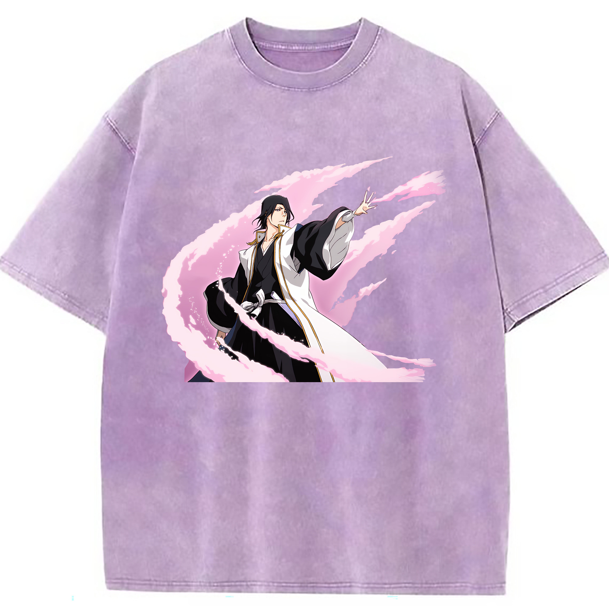 （画像用） ブリーチ くちき びゃくや BLEACH Kuchiki Byakuya 綿100% ヴィンテージ風 半袖Tシャツ（フロントプリント）