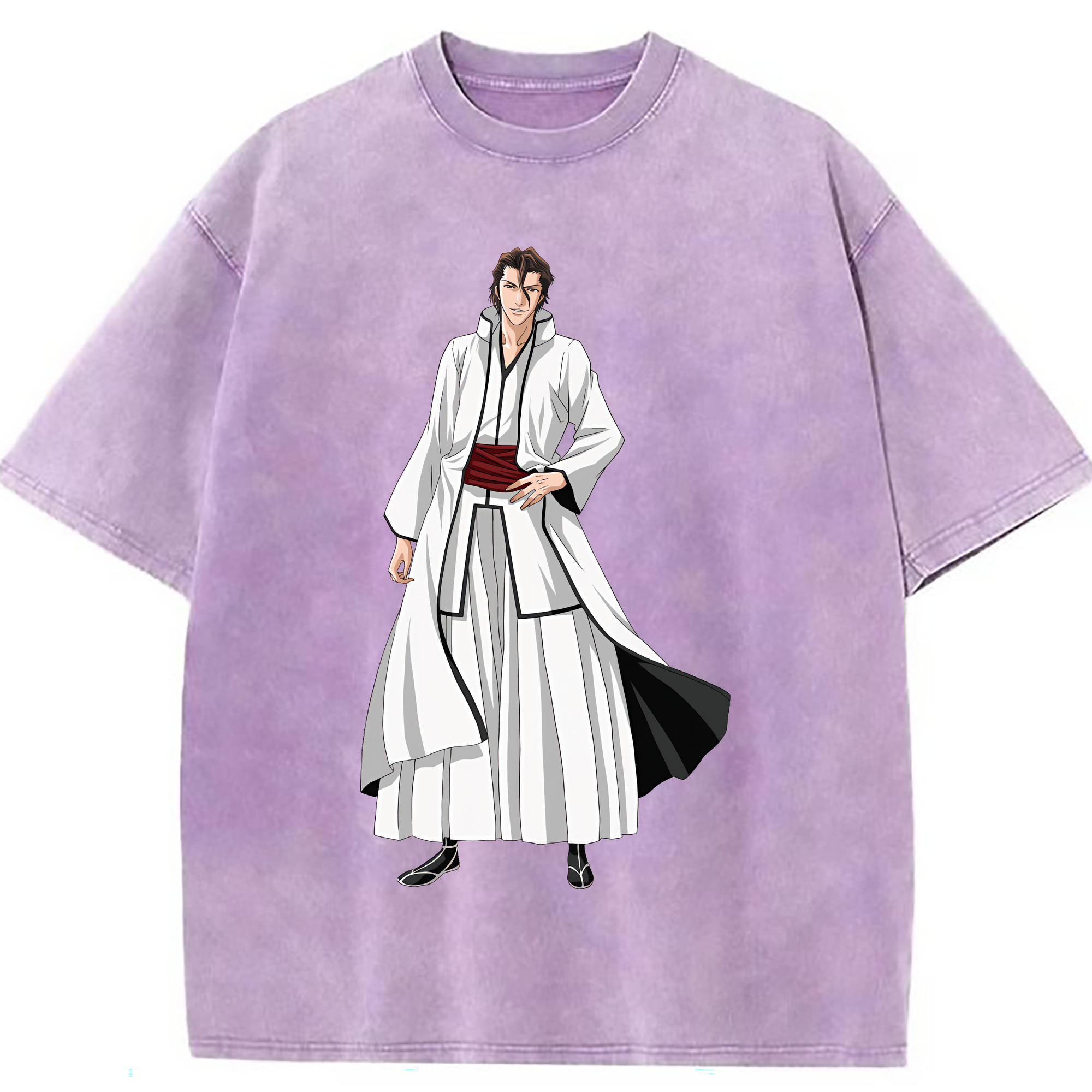 （画像用） ブリーチ 藍染 惣右介（あいぜん そうすけ） BLEACH Aizen Sousuke 綿100% ヴィンテージ風 半袖Tシャツ（フロントプリント）