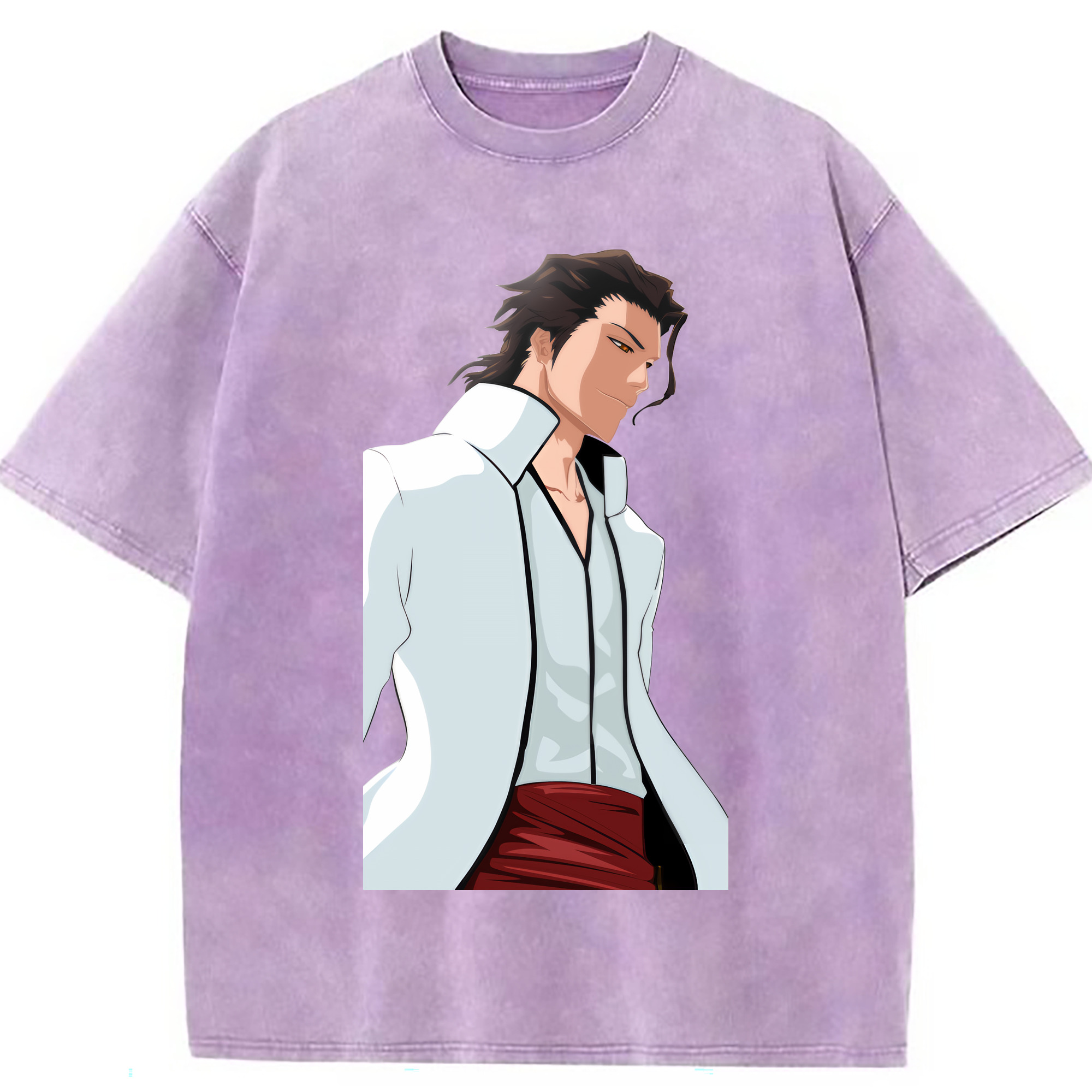 （画像用） ブリーチ 藍染 惣右介（あいぜん そうすけ） BLEACH Aizen Sousuke 綿100% ヴィンテージ風 半袖Tシャツ（フロントプリント）