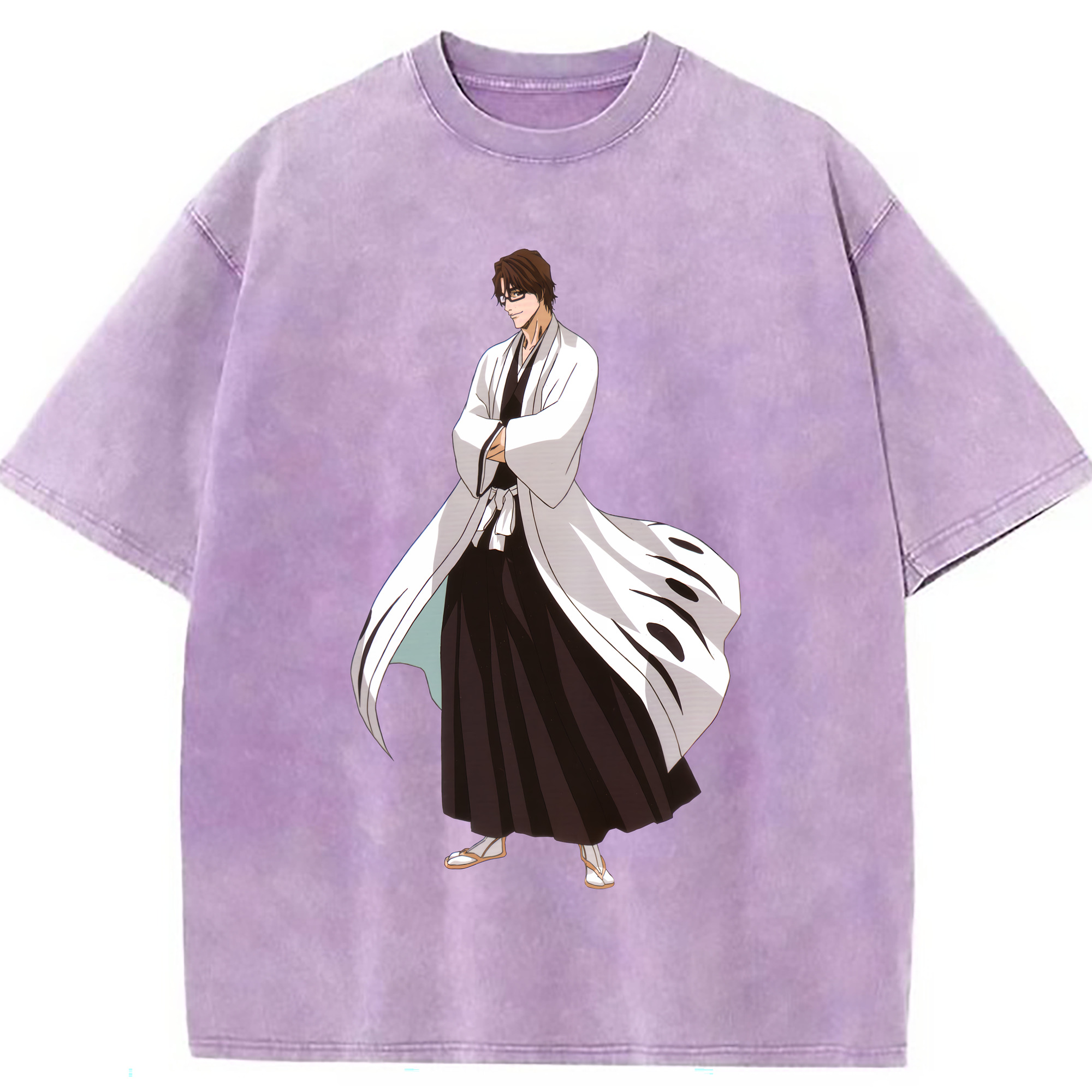 （画像用） ブリーチ 藍染 惣右介（あいぜん そうすけ） BLEACH Aizen Sousuke 綿100% ヴィンテージ風 半袖Tシャツ（フロントプリント）