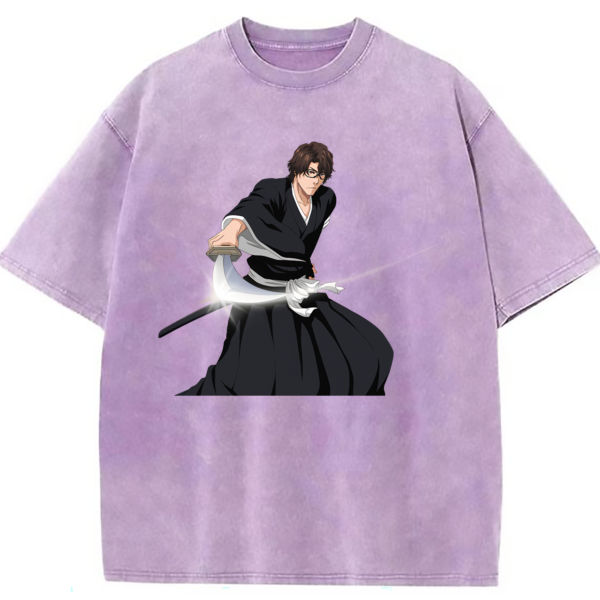 （画像用） ブリーチ 藍染 惣右介（あいぜん そうすけ） BLEACH Aizen Sousuke 綿100% ヴィンテージ風 半袖Tシャツ（フロントプリント）