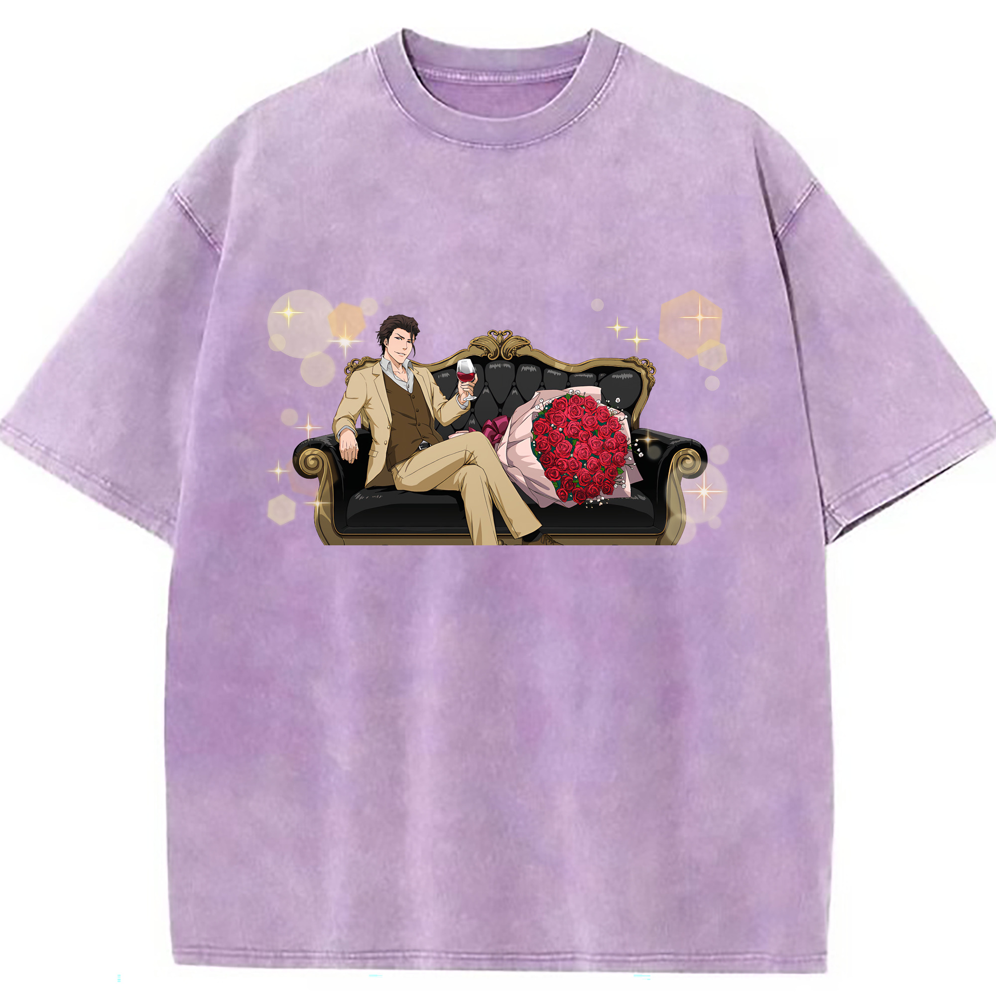 （画像用） ブリーチ 藍染 惣右介（あいぜん そうすけ） BLEACH Aizen Sousuke 綿100% ヴィンテージ風 半袖Tシャツ（フロントプリント）