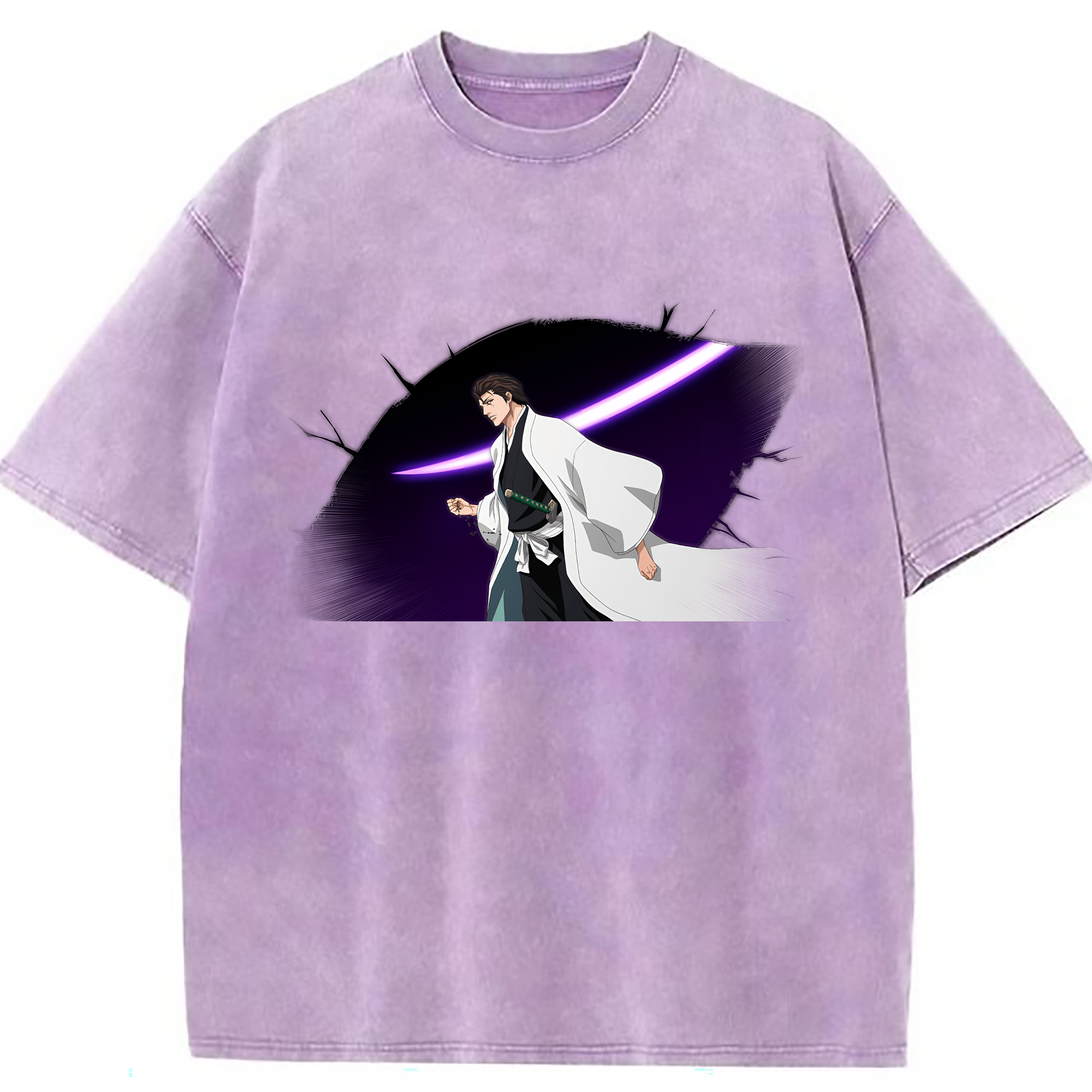 （画像用） ブリーチ 藍染 惣右介（あいぜん そうすけ） BLEACH Aizen Sousuke 綿100% ヴィンテージ風 半袖Tシャツ（フロントプリント）
