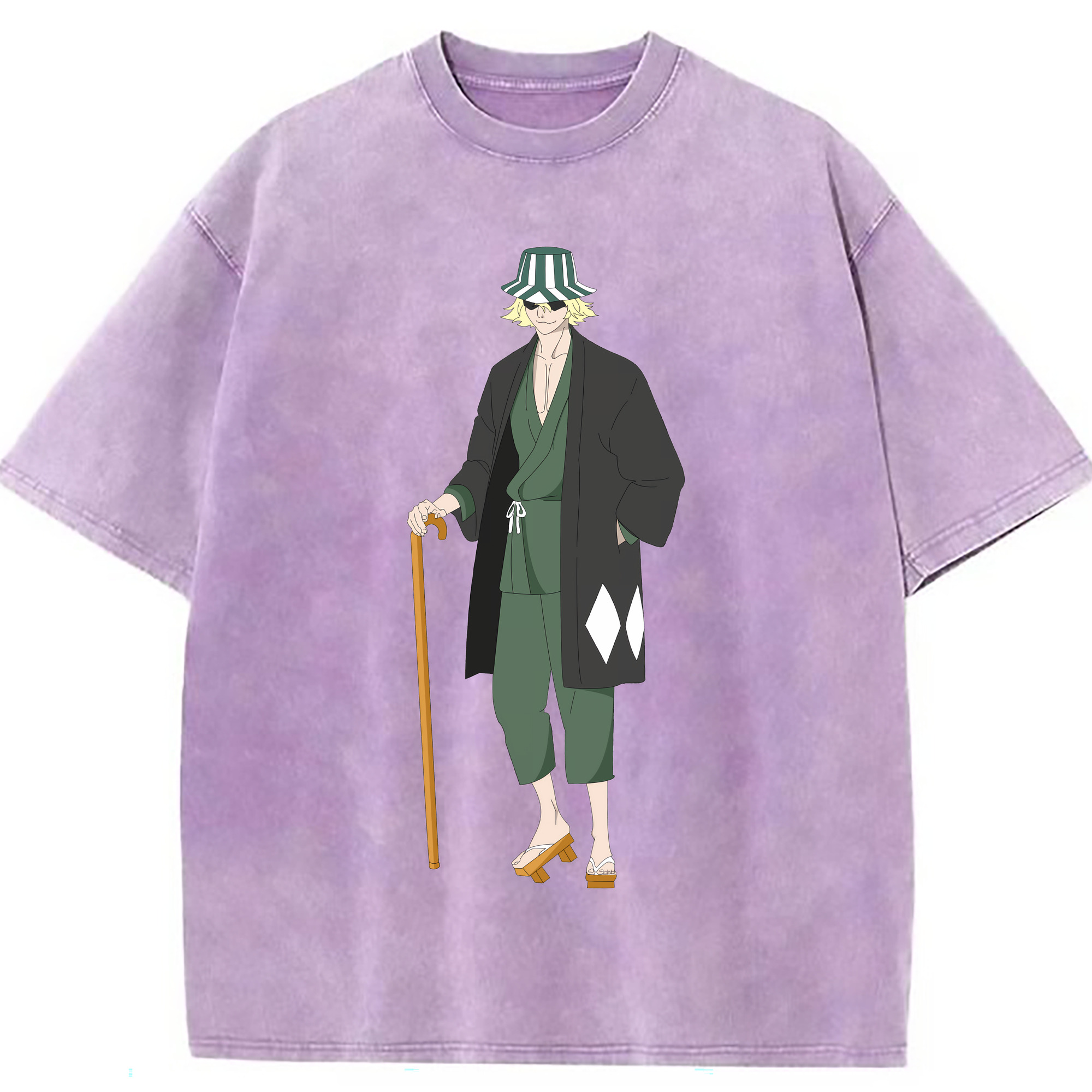 （画像用） "ブリーチ 浦原 喜助（うらはら きすけ） BLEACH Urahara Kisuke " 綿100% ヴィンテージ風 半袖Tシャツ（フロントプリント）