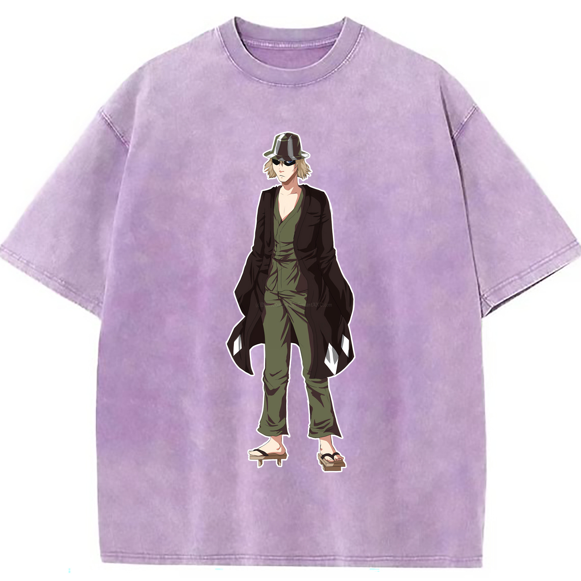 （画像用） "ブリーチ 浦原 喜助（うらはら きすけ） BLEACH Urahara Kisuke " 綿100% ヴィンテージ風 半袖Tシャツ（フロントプリント）