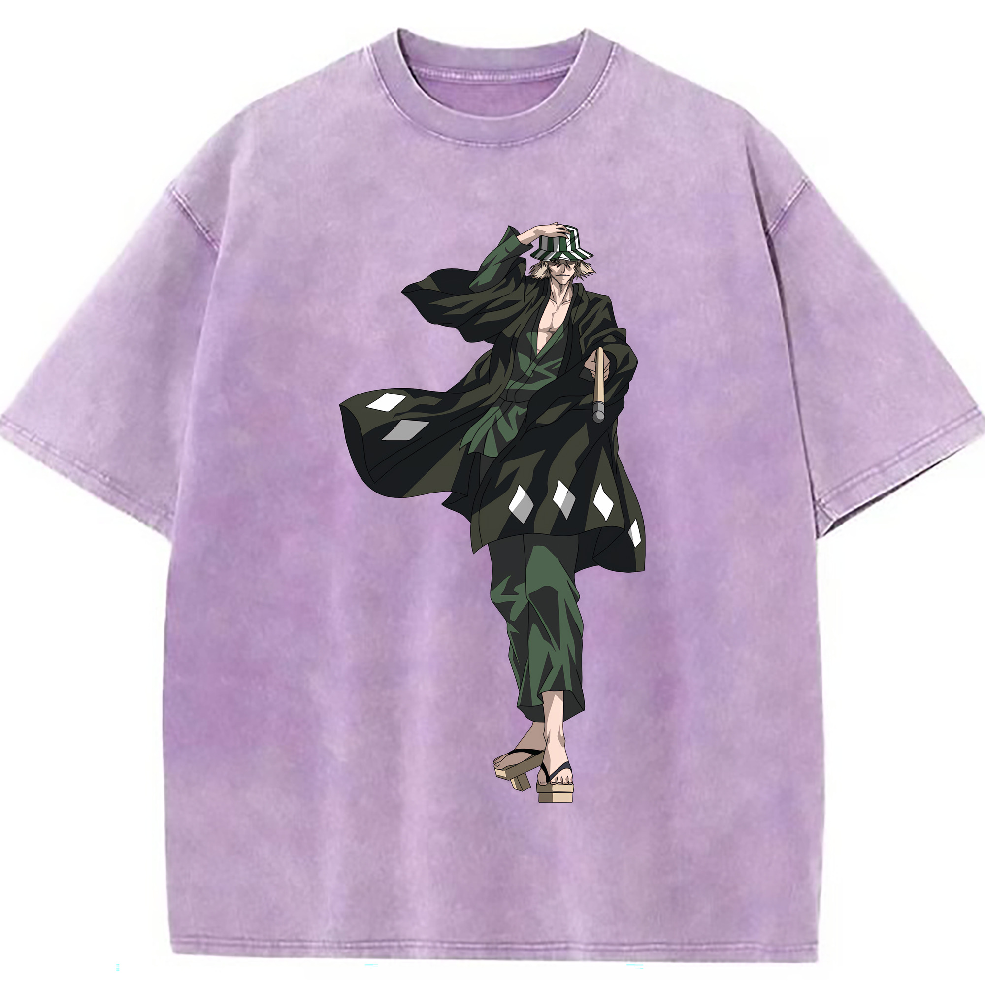 （画像用） "ブリーチ 浦原 喜助（うらはら きすけ） BLEACH Urahara Kisuke " 綿100% ヴィンテージ風 半袖Tシャツ（フロントプリント）