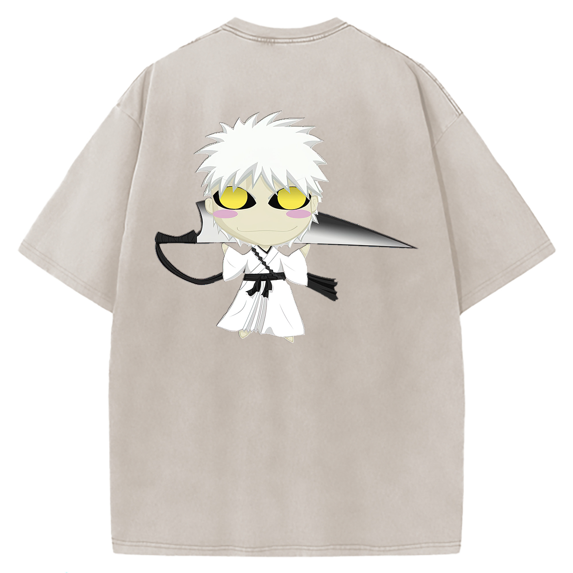 （画像用） ブリーチ 黒崎一護（くろさき いちご）BLEACH Kurosaki Ichigo 綿100% ヴィンテージ風 半袖Tシャツ（背面プリント）
