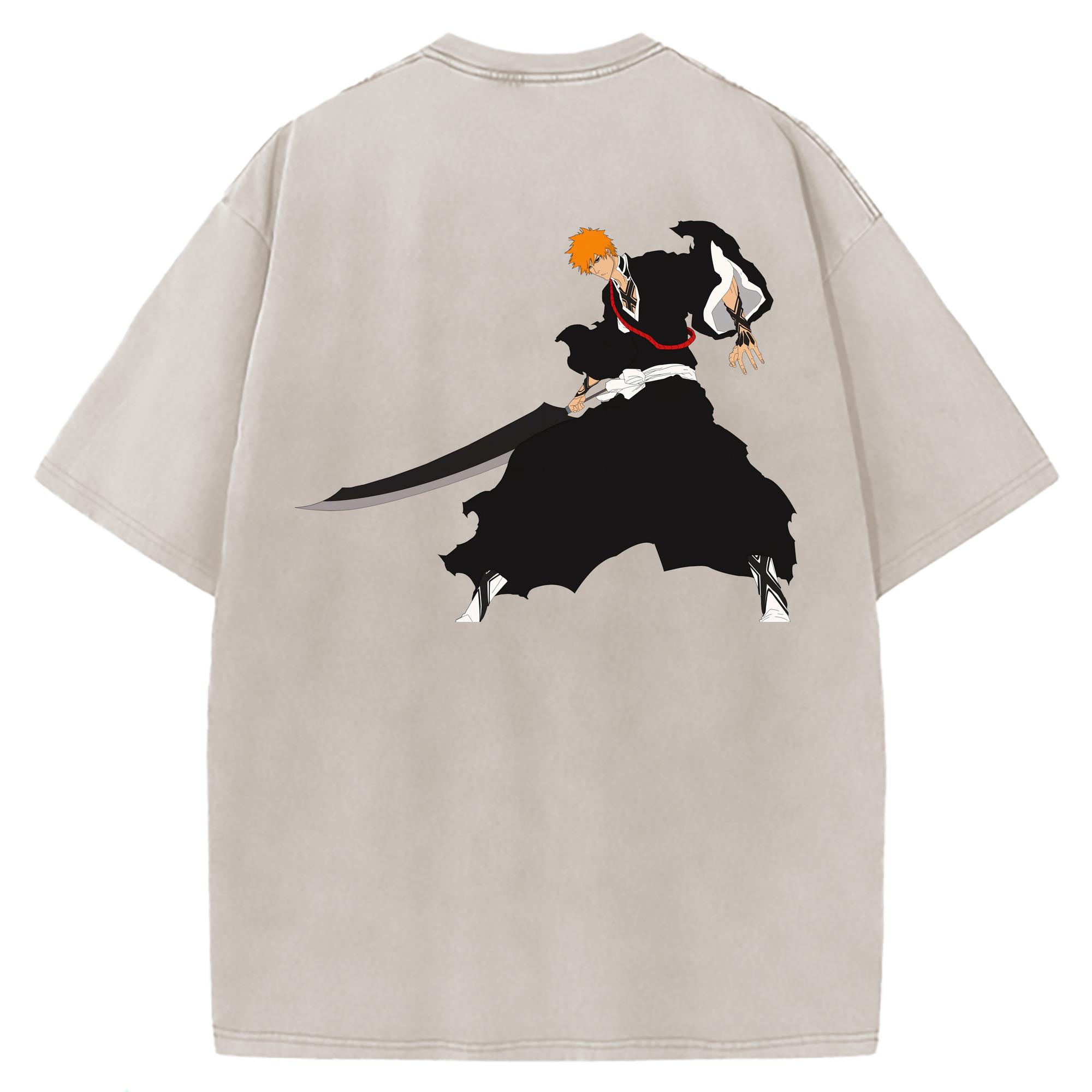 （画像用） ブリーチ 黒崎一護（くろさき いちご）BLEACH Kurosaki Ichigo 綿100% ヴィンテージ風 半袖Tシャツ（背面プリント）