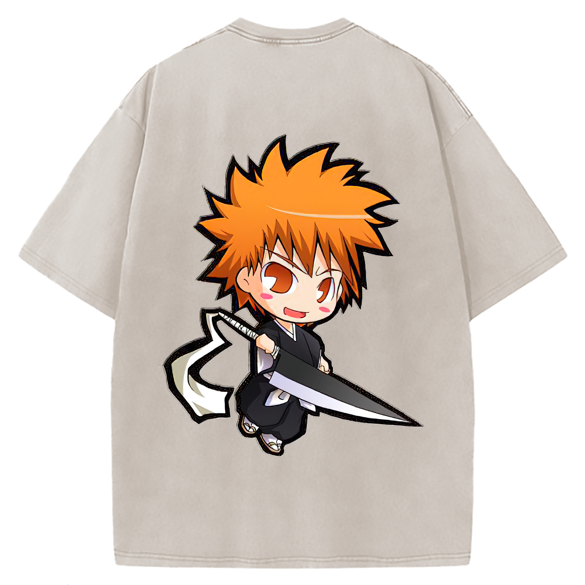 （画像用） ブリーチ 黒崎一護（くろさき いちご）BLEACH Kurosaki Ichigo 綿100% ヴィンテージ風 半袖Tシャツ（背面プリント）