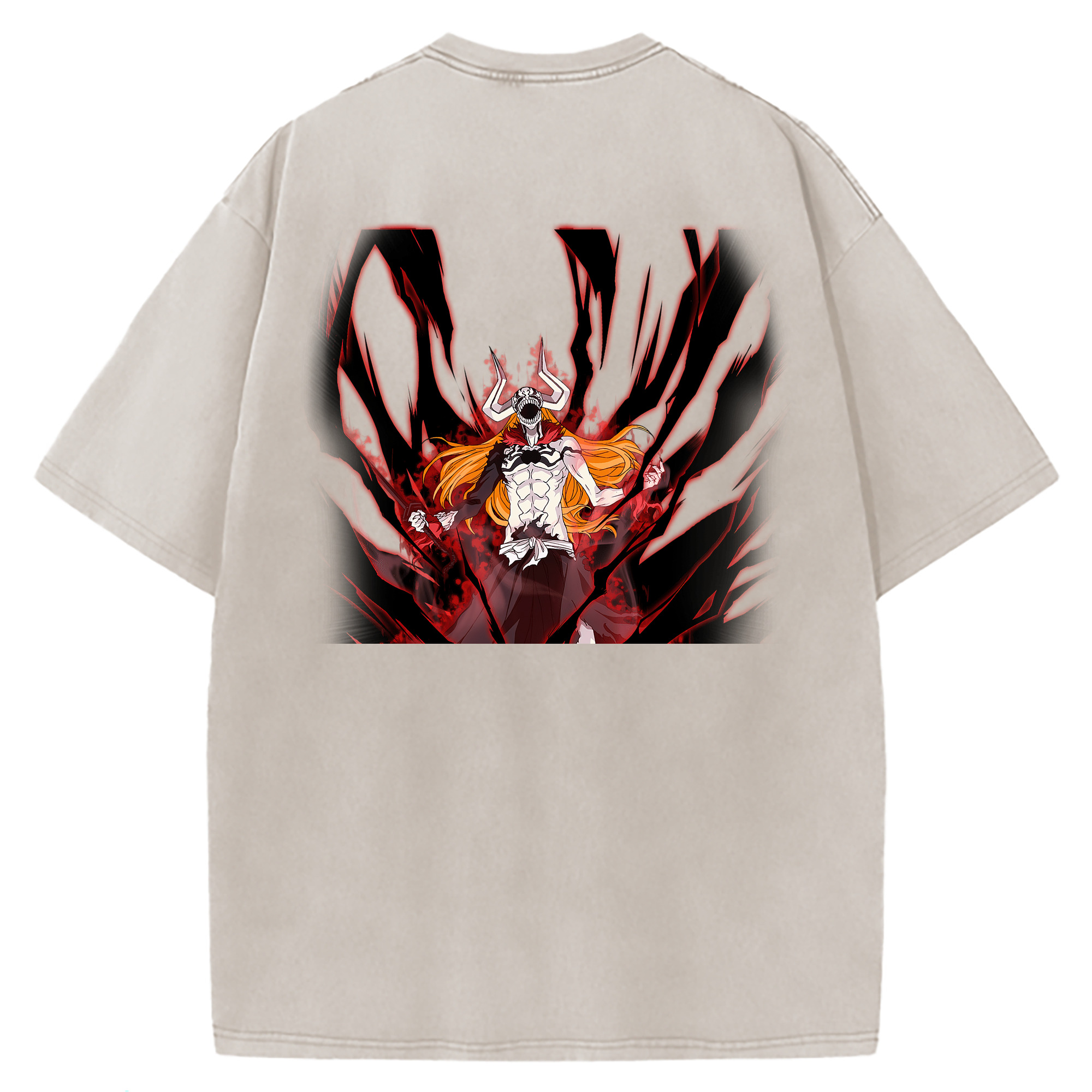 （画像用） ブリーチ 黒崎一護（くろさき いちご）BLEACH Kurosaki Ichigo 綿100% ヴィンテージ風 半袖Tシャツ（背面プリント）