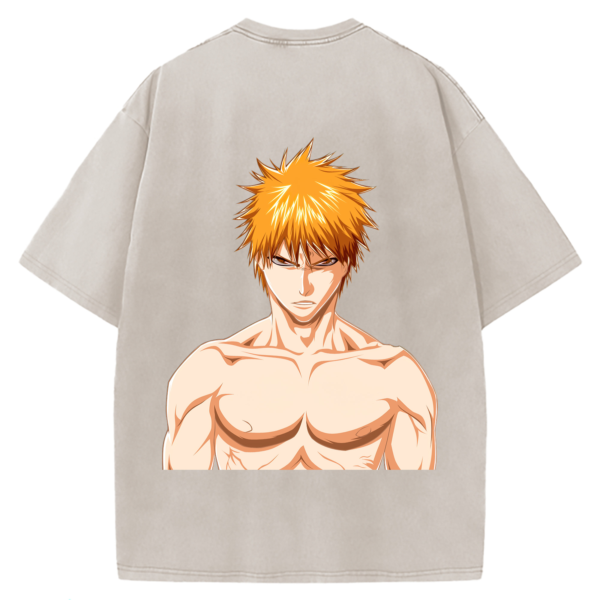 （画像用） ブリーチ 黒崎一護（くろさき いちご）BLEACH Kurosaki Ichigo 綿100% ヴィンテージ風 半袖Tシャツ（背面プリント）