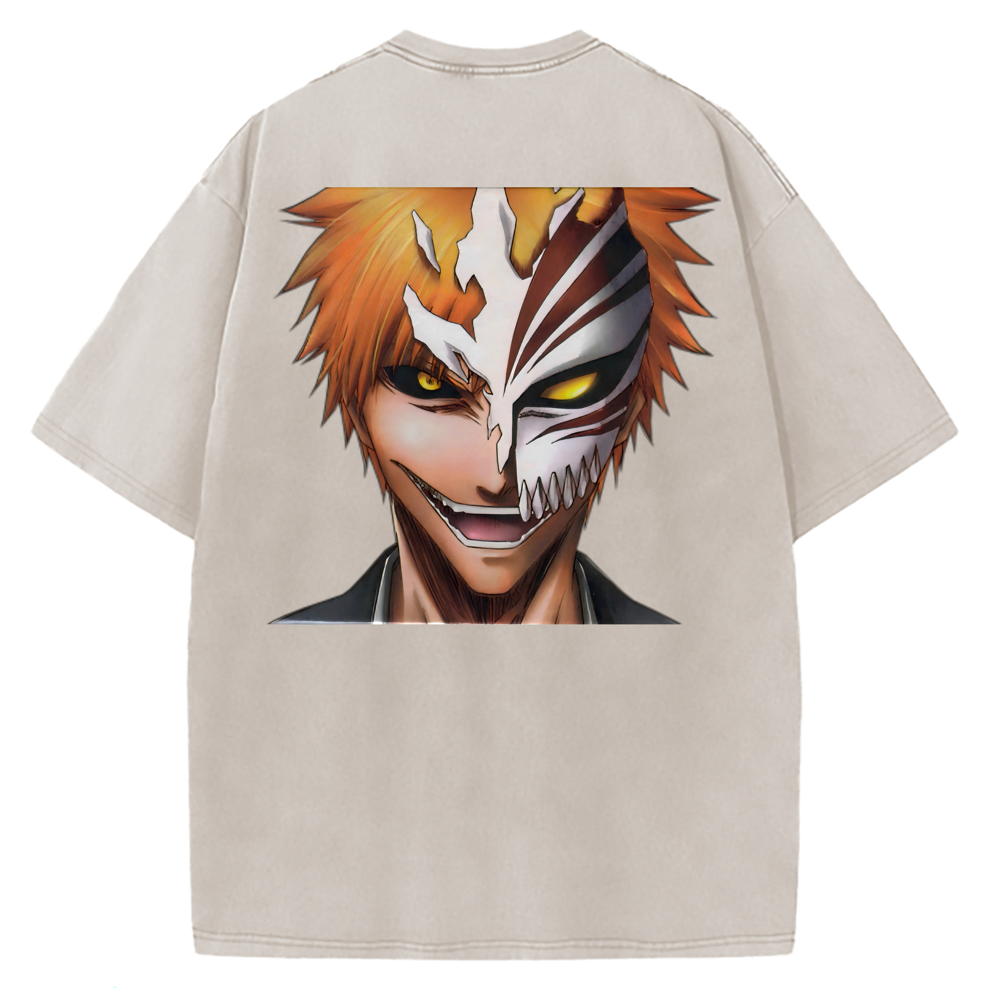 （画像用） ブリーチ 黒崎一護（くろさき いちご）BLEACH Kurosaki Ichigo 綿100% ヴィンテージ風 半袖Tシャツ（背面プリント）