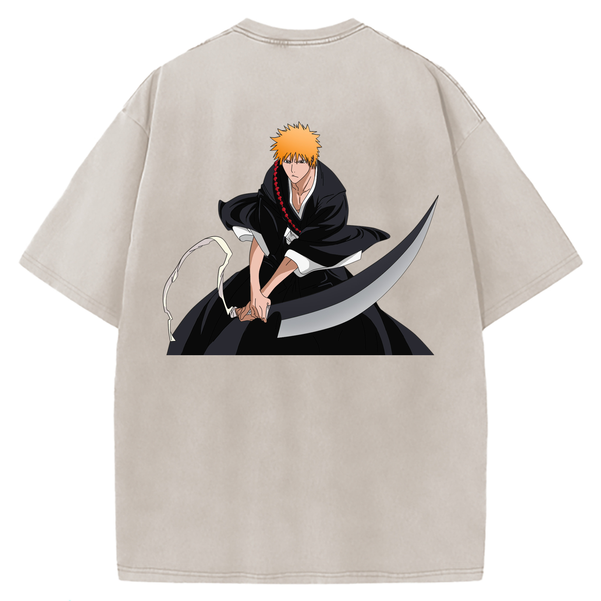 （画像用） ブリーチ 黒崎一護（くろさき いちご）BLEACH Kurosaki Ichigo 綿100% ヴィンテージ風 半袖Tシャツ（背面プリント）