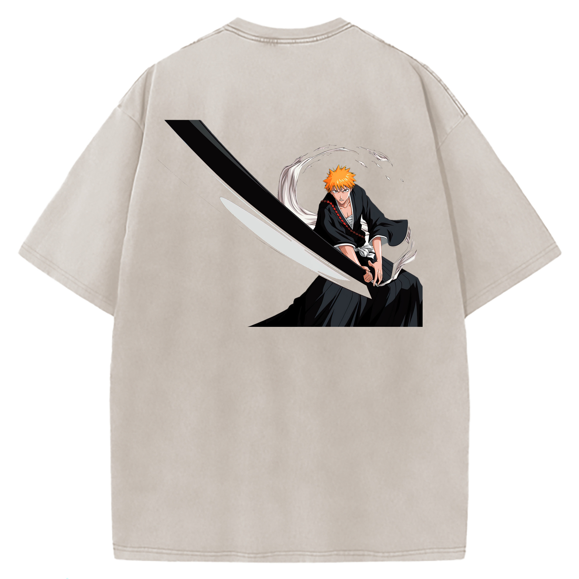 （画像用） ブリーチ 黒崎一護（くろさき いちご）BLEACH Kurosaki Ichigo 綿100% ヴィンテージ風 半袖Tシャツ（背面プリント）