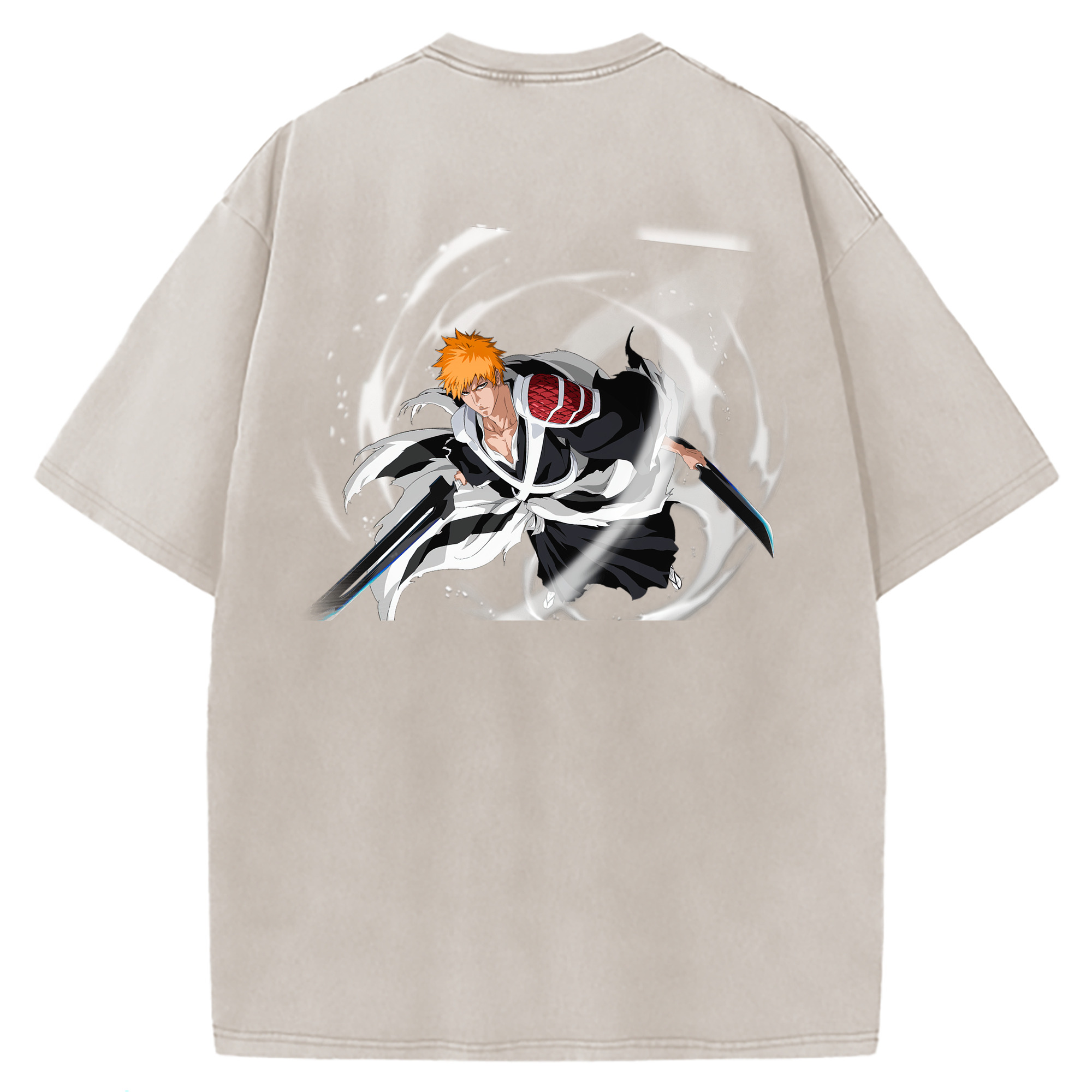 （画像用） ブリーチ 黒崎一護（くろさき いちご）BLEACH Kurosaki Ichigo 綿100% ヴィンテージ風 半袖Tシャツ（背面プリント）