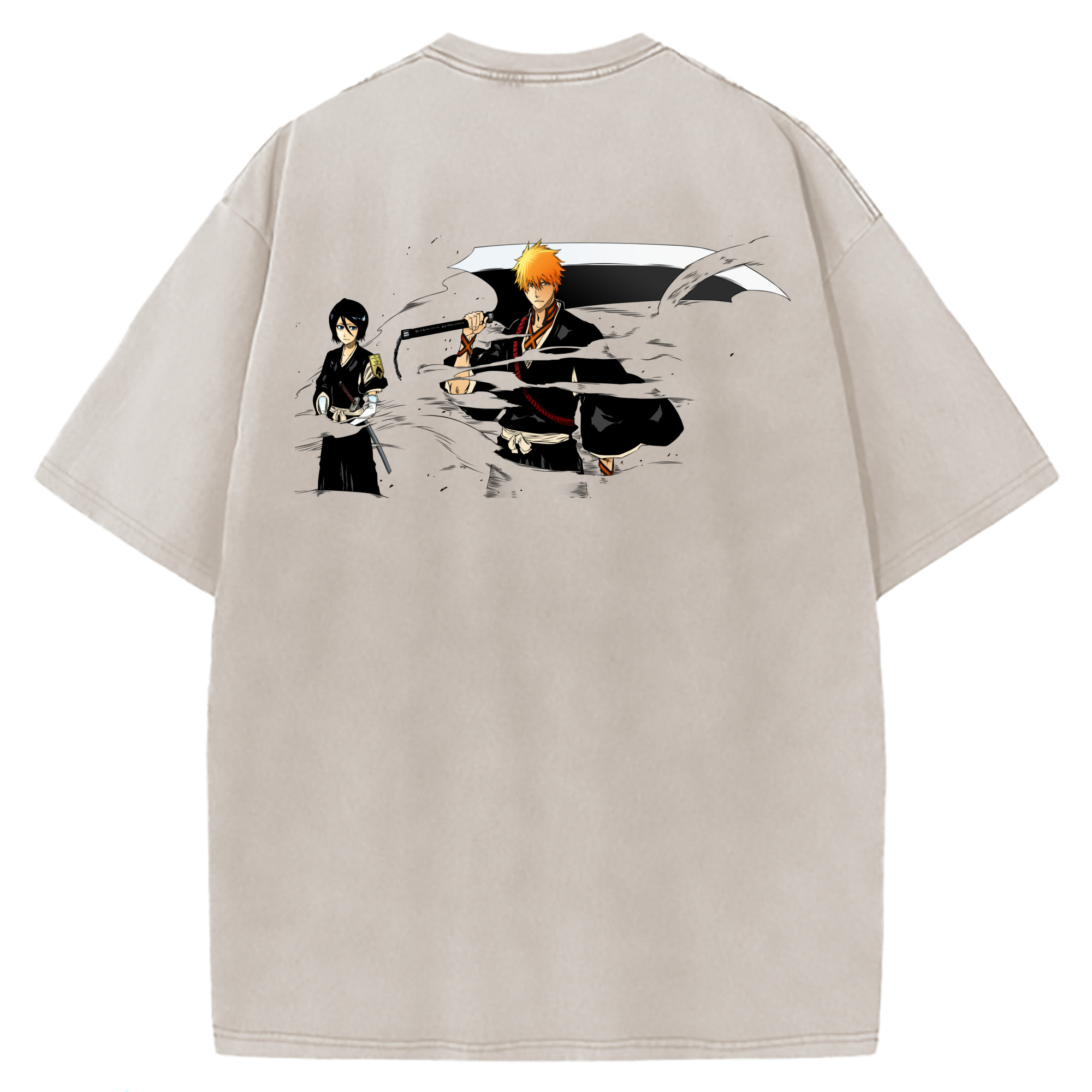 （画像用） ブリーチ 黒崎一護（くろさき いちご）BLEACH Kurosaki Ichigo 綿100% ヴィンテージ風 半袖Tシャツ（背面プリント）